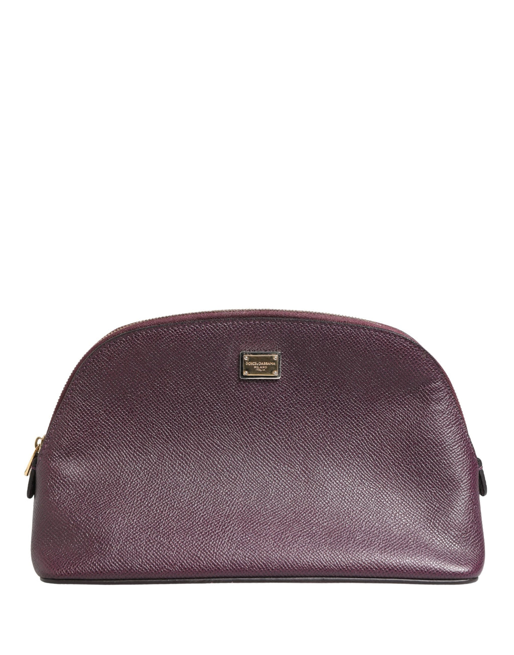 Dolce & Gabbana Portefeuille en cuir violet foncé avec logo DG et fermeture éclair