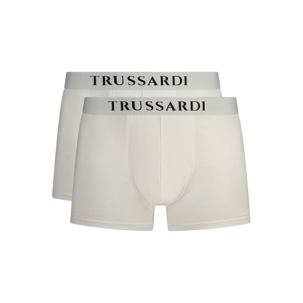 Caleçon Boxer Homme en Coton Trussardi Bianco
