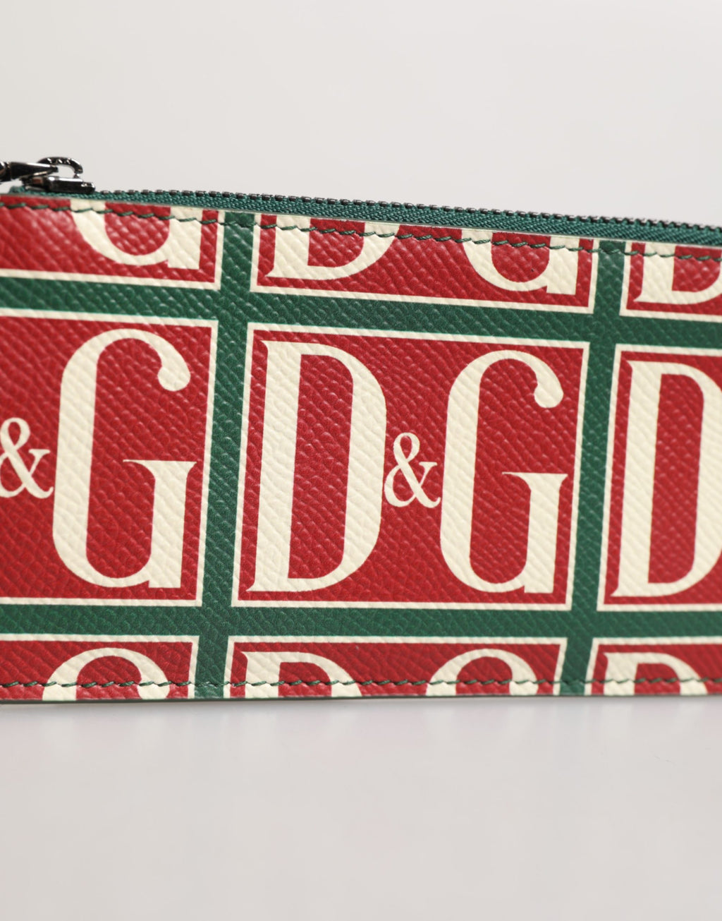 Porte-cartes Dolce & Gabbana en cuir de veau vert avec imprimé logo monogramme