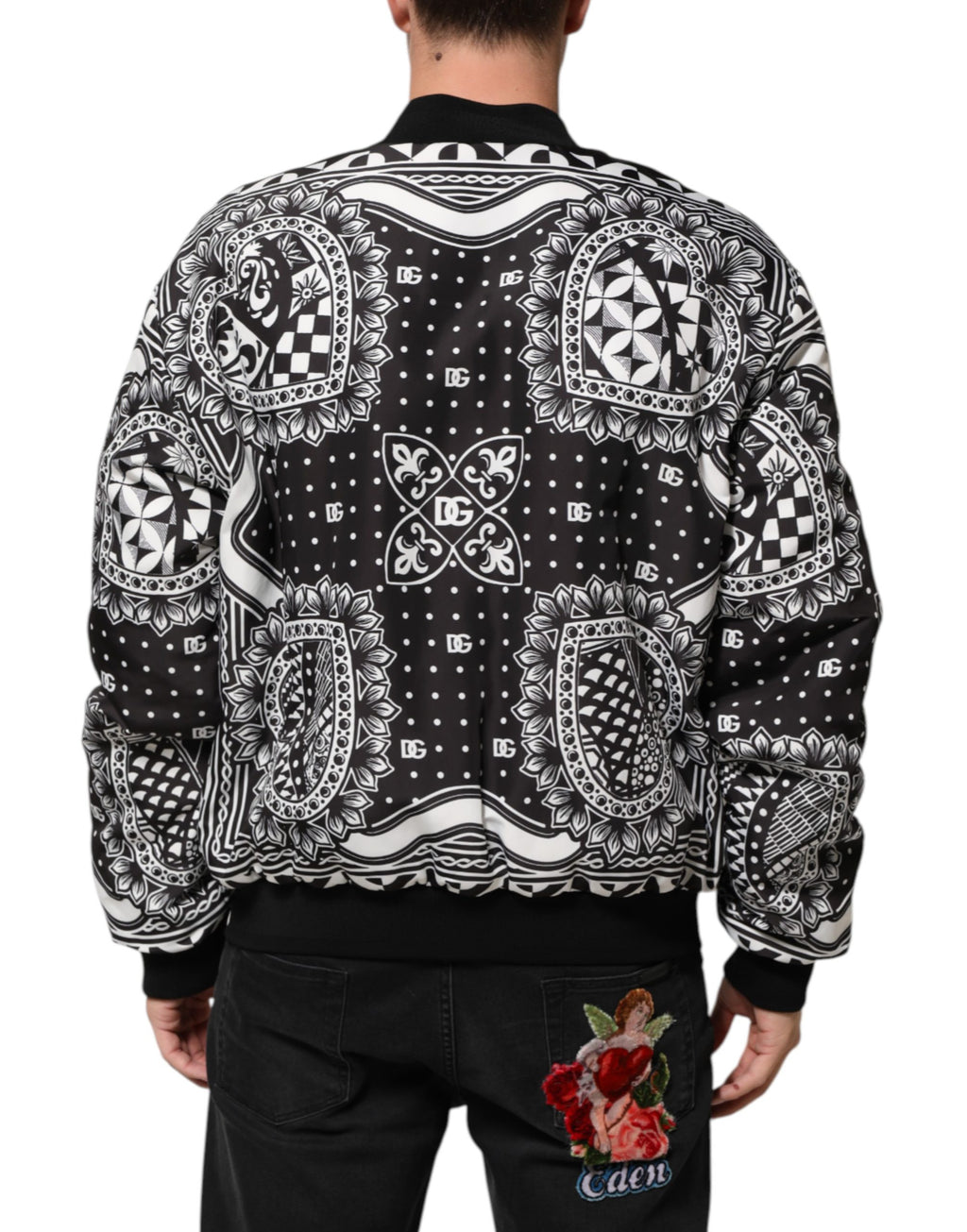 Dolce & Gabbana Black Bomber for Men side view