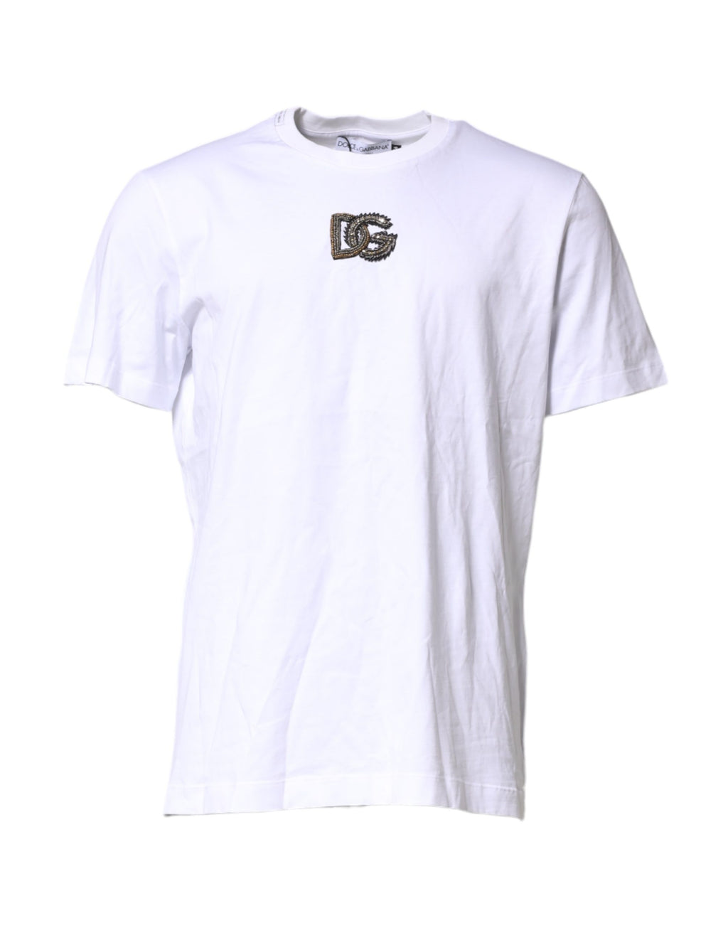 T-shirt homme Dolce & Gabbana en coton blanc avec broderie logo DG
