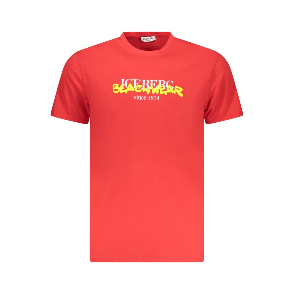 Iceberg Rotes Herren-T-Shirt aus Baumwolle