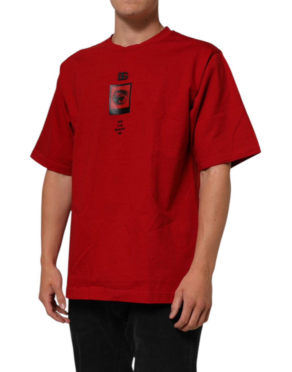 T-shirt Dolce & Gabbana en coton à col rond et imprimé œil DG rouge