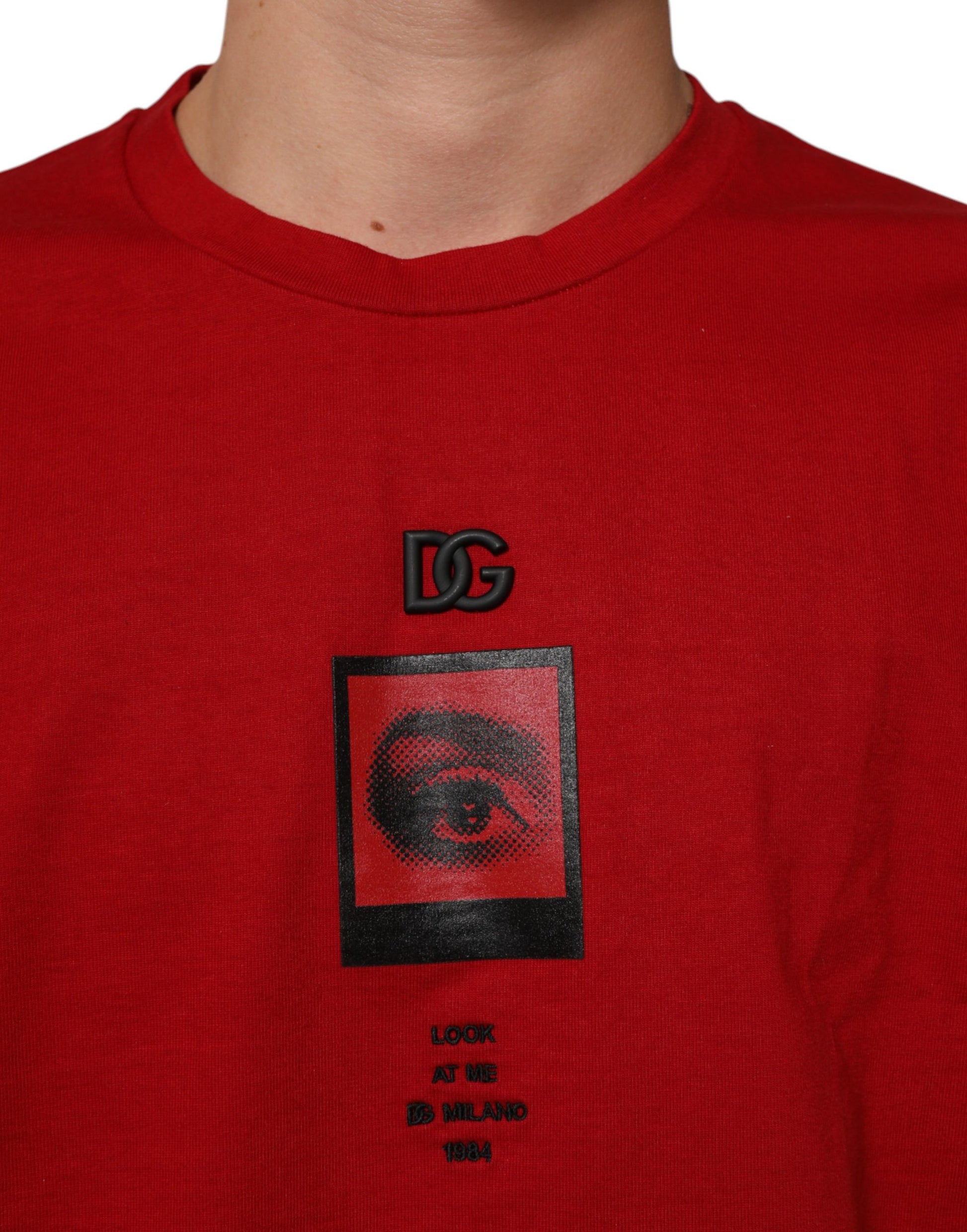 T-shirt Dolce & Gabbana en coton à col rond et imprimé œil DG rouge