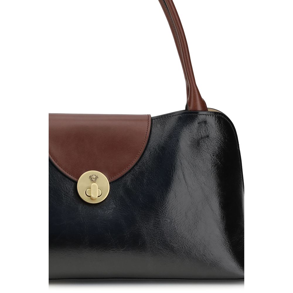Sac bandoulière Versace en cuir de veau noir Bos Taurus