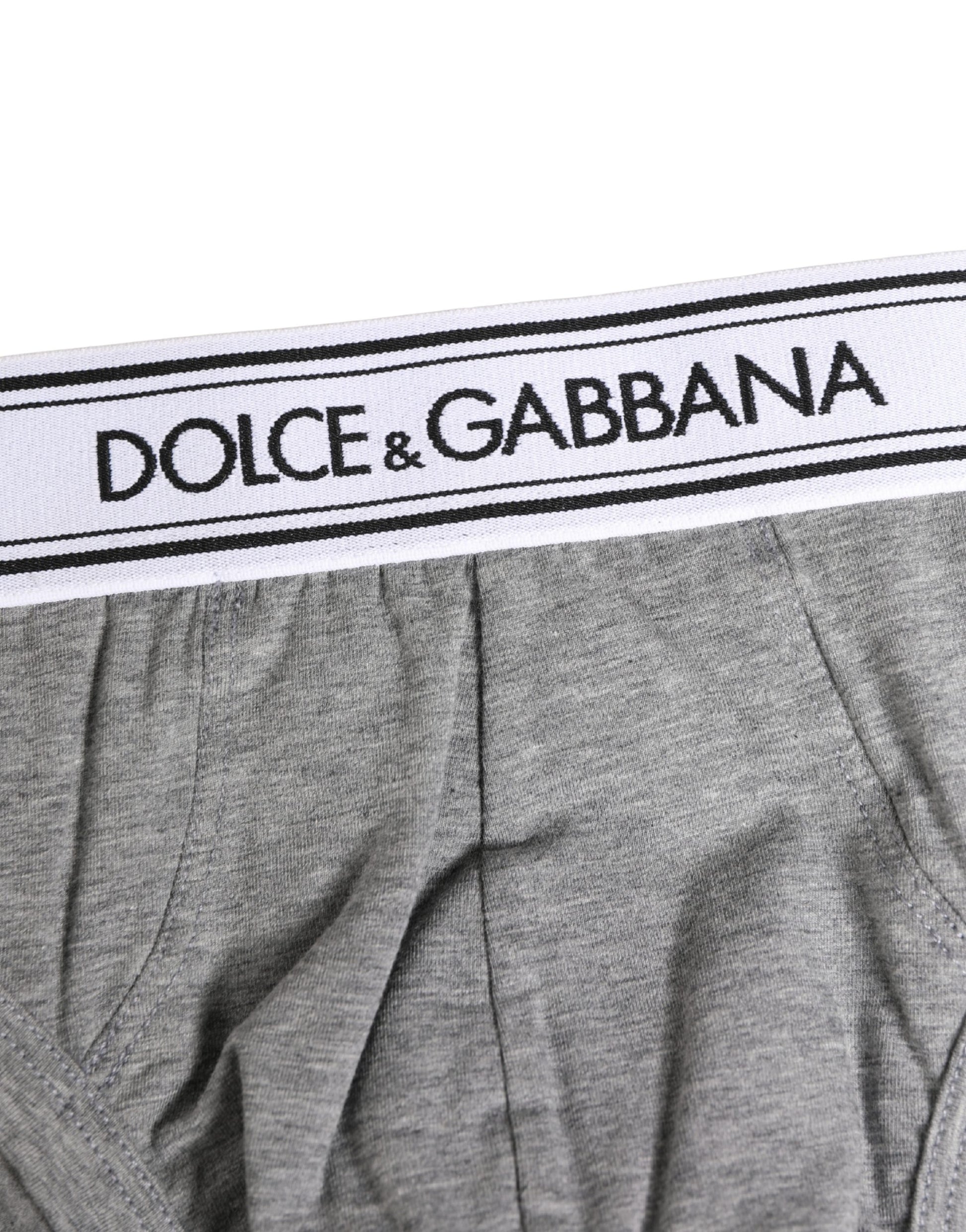 Dolce & Gabbana Gray Logo Waistband Men Midi Brief Underwear