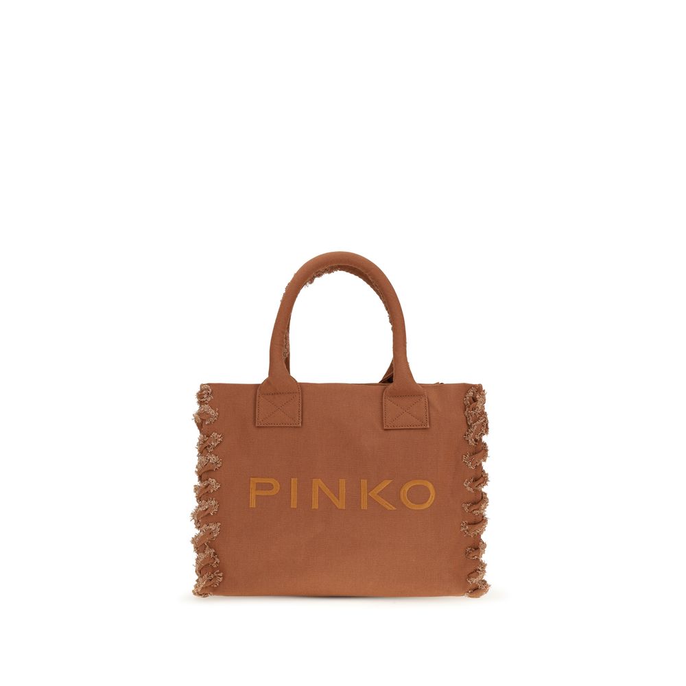 Sac porté épaule en coton marron PINKO