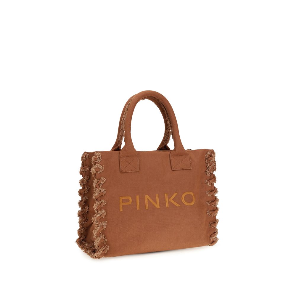 Sac porté épaule en coton marron PINKO