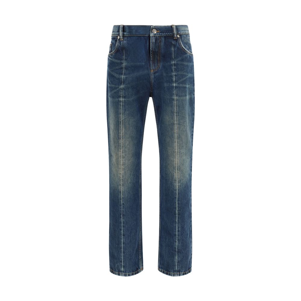 Versace Blue Straight Leg Jeans for Men