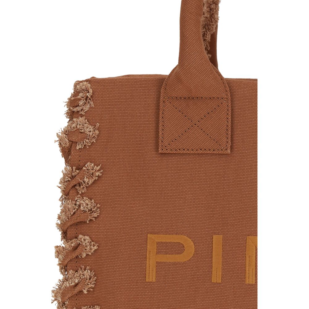 Sac porté épaule en coton marron PINKO