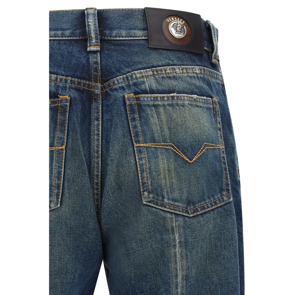 Versace Blue Straight Leg Jeans for Men detail view
