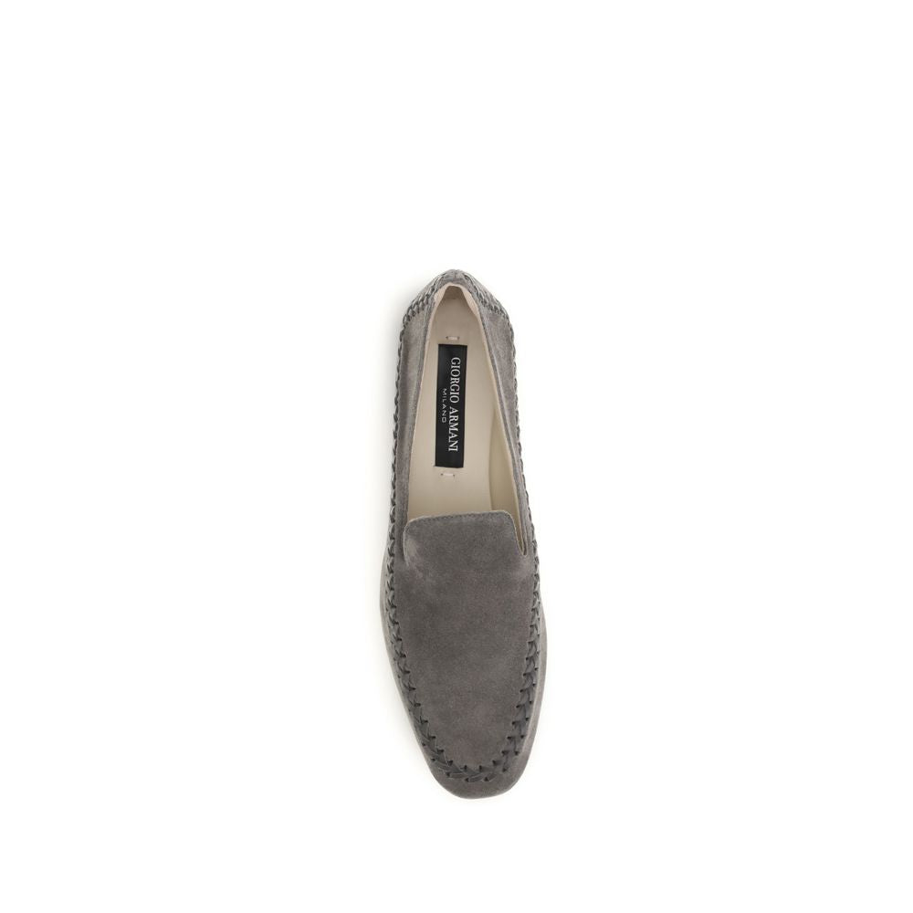 Giorgio Armani Grey Slip On Loafers for Women side view