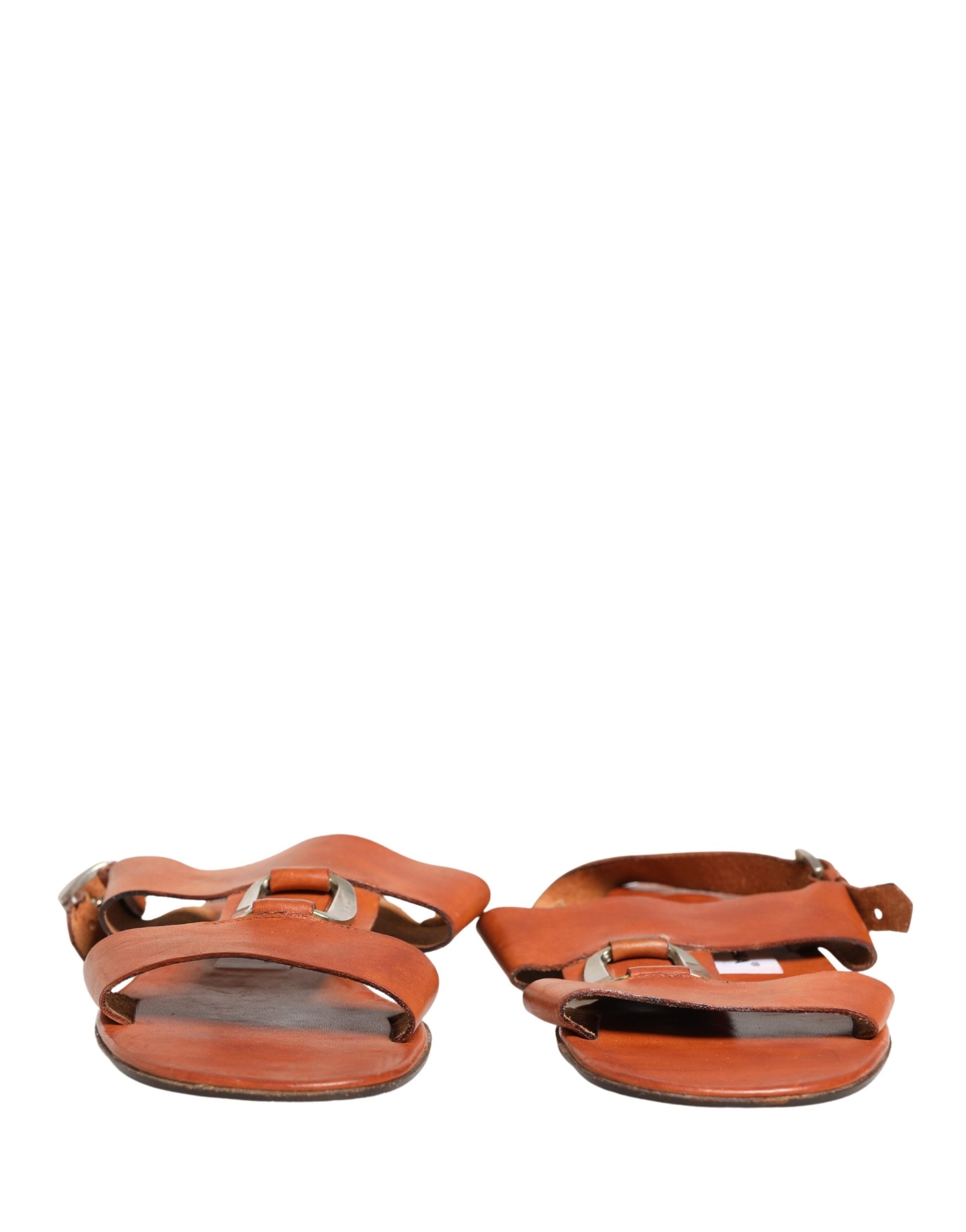 Chaussures Sandales Plates en Cuir Marron Dolce & Gabbana