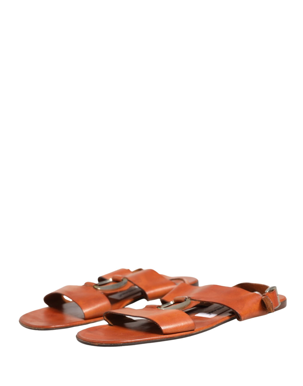 Chaussures Sandales Plates en Cuir Marron Dolce & Gabbana