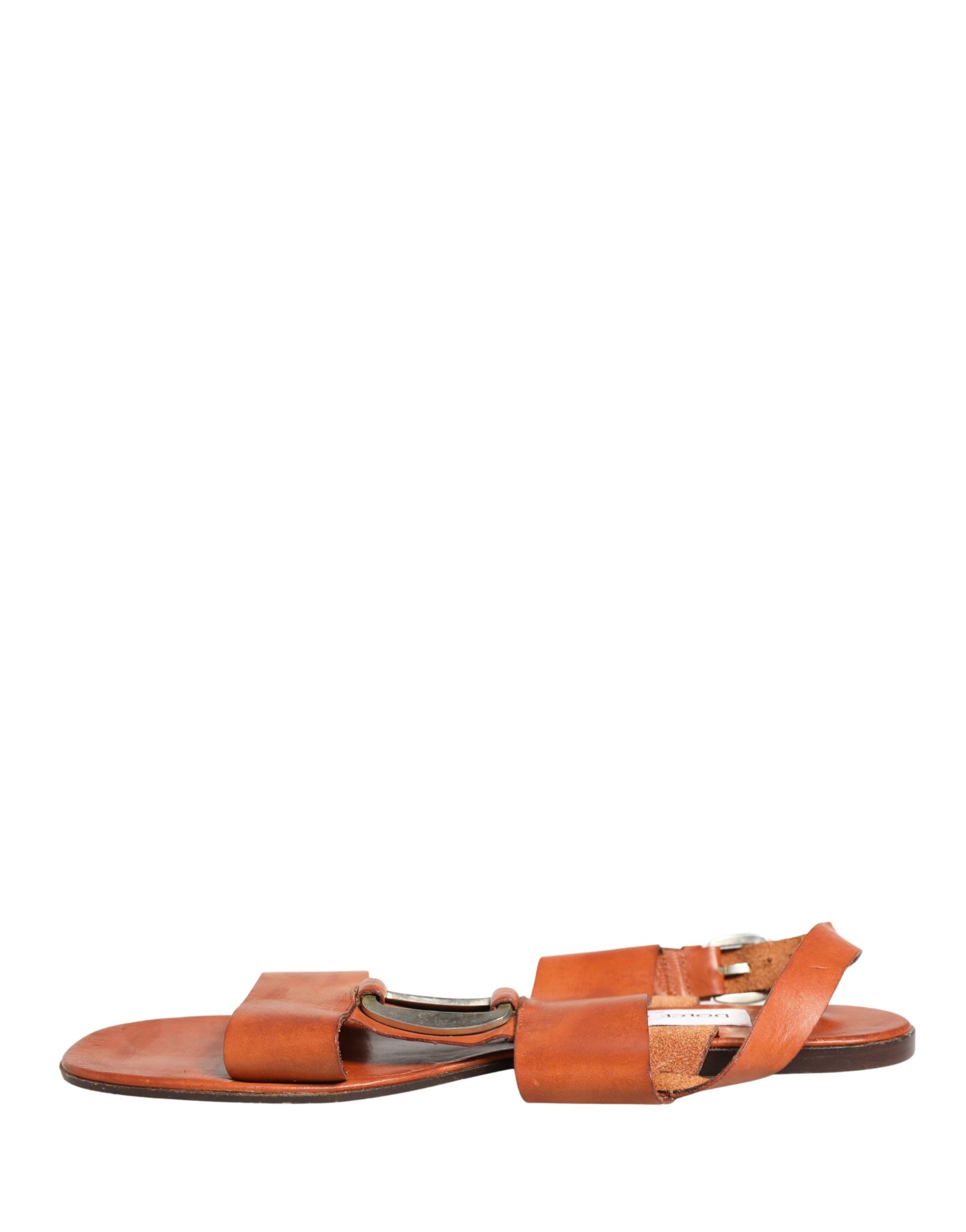 Chaussures Sandales Plates en Cuir Marron Dolce & Gabbana