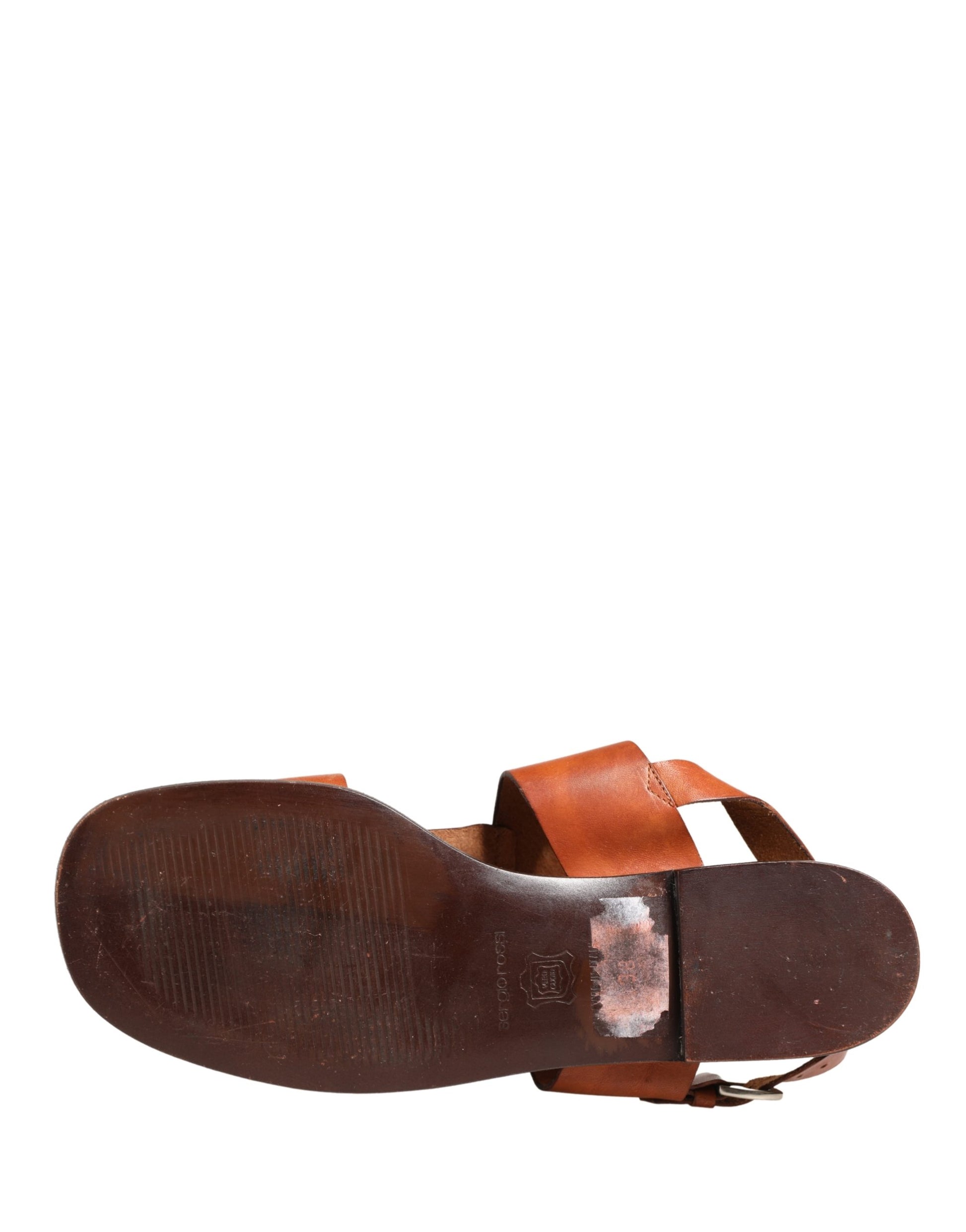 Chaussures Sandales Plates en Cuir Marron Dolce & Gabbana