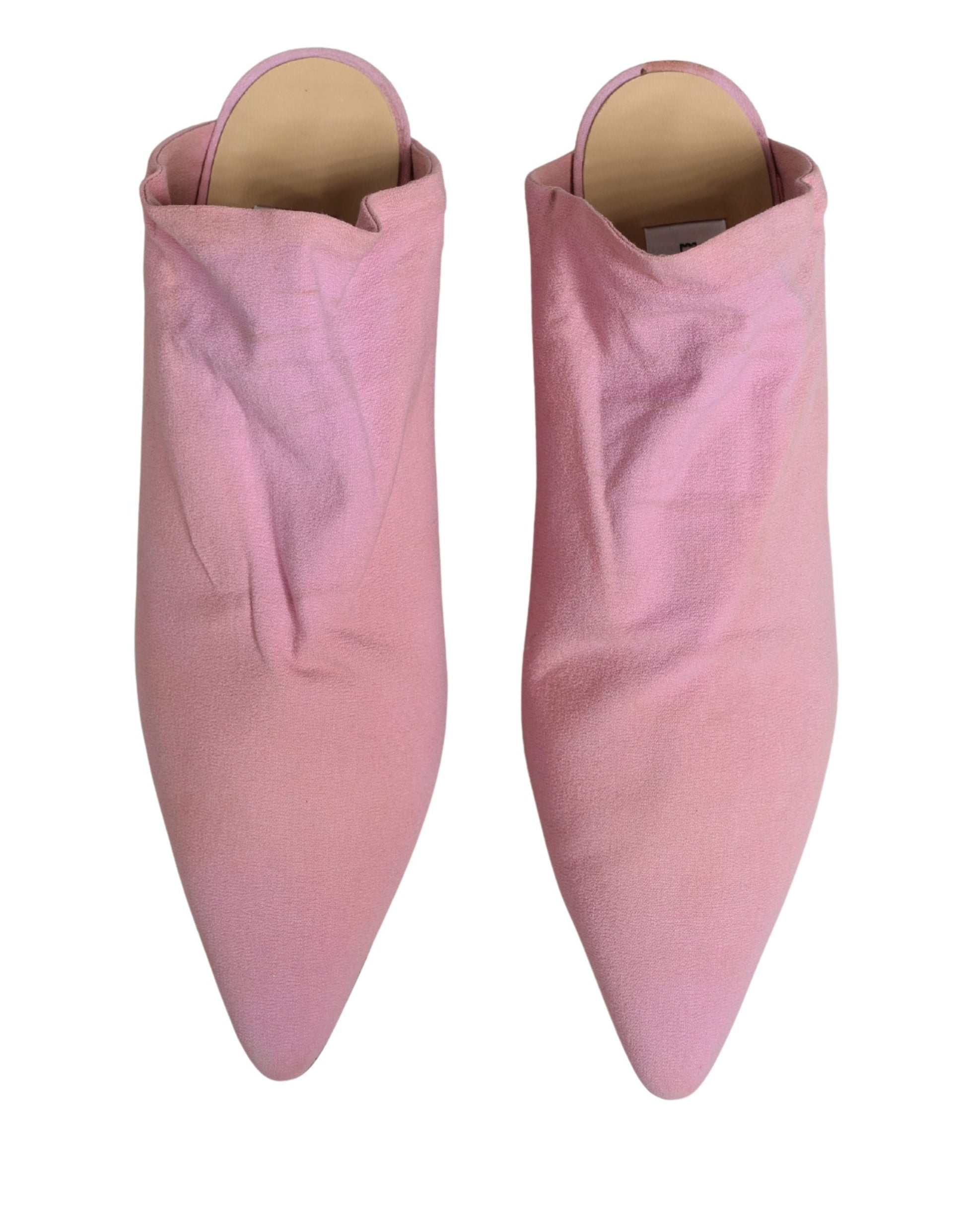 Chaussures mules à talons en daim rose Dolce & Gabbana