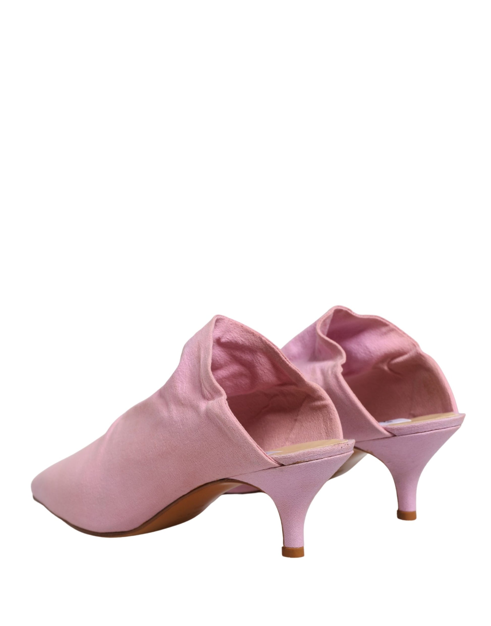 Chaussures mules à talons en daim rose Dolce & Gabbana