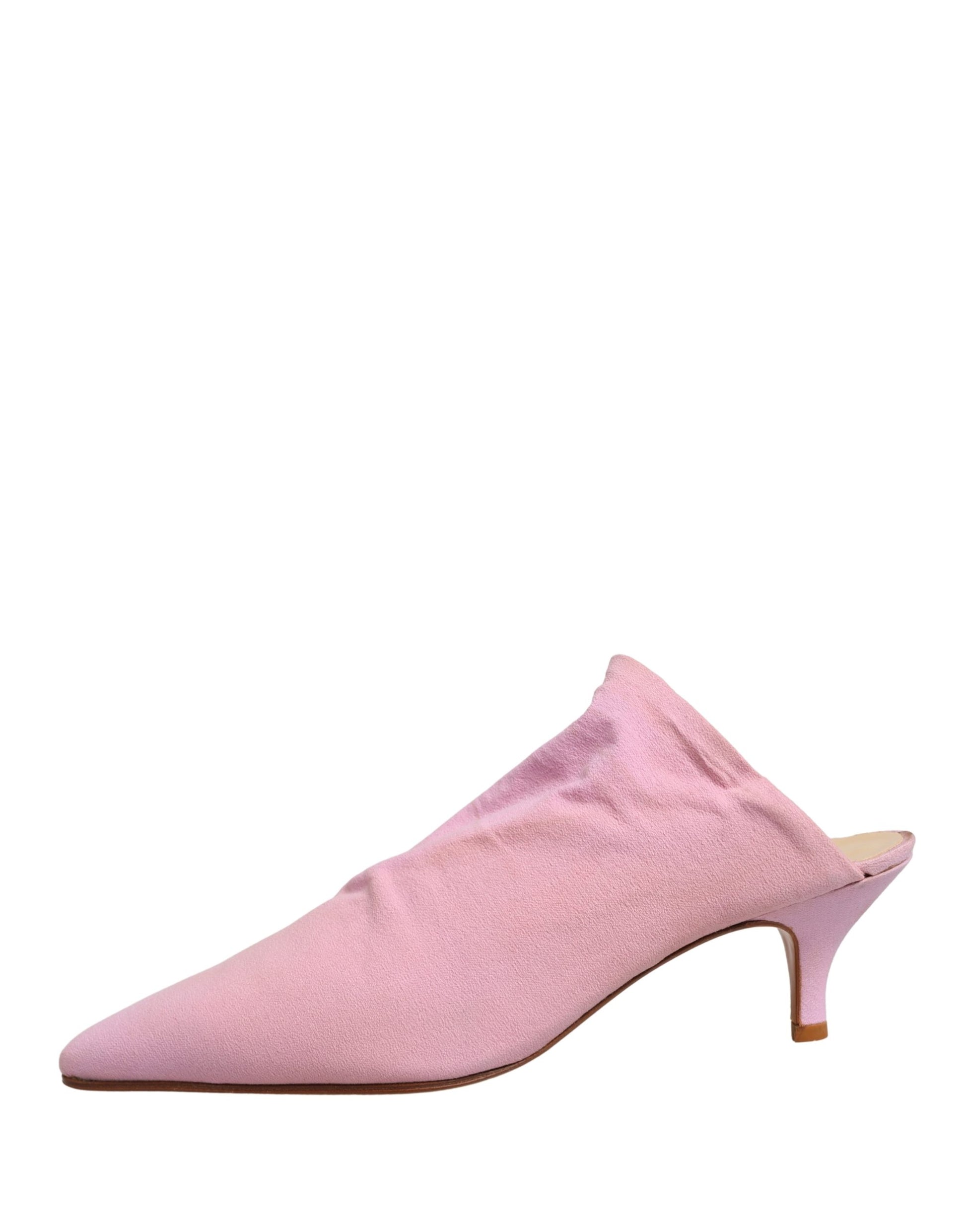 Chaussures mules à talons en daim rose Dolce & Gabbana