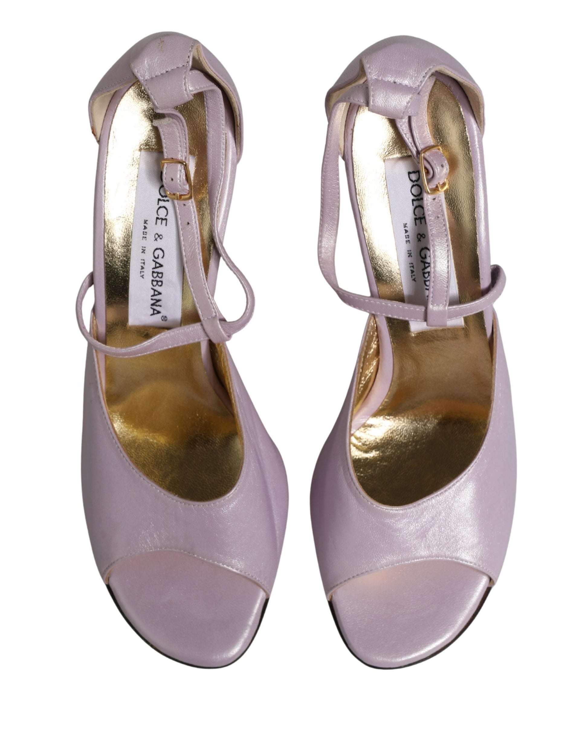 Chaussures Escarpins à Talons Ouverts en Cuir Violet Dolce & Gabbana