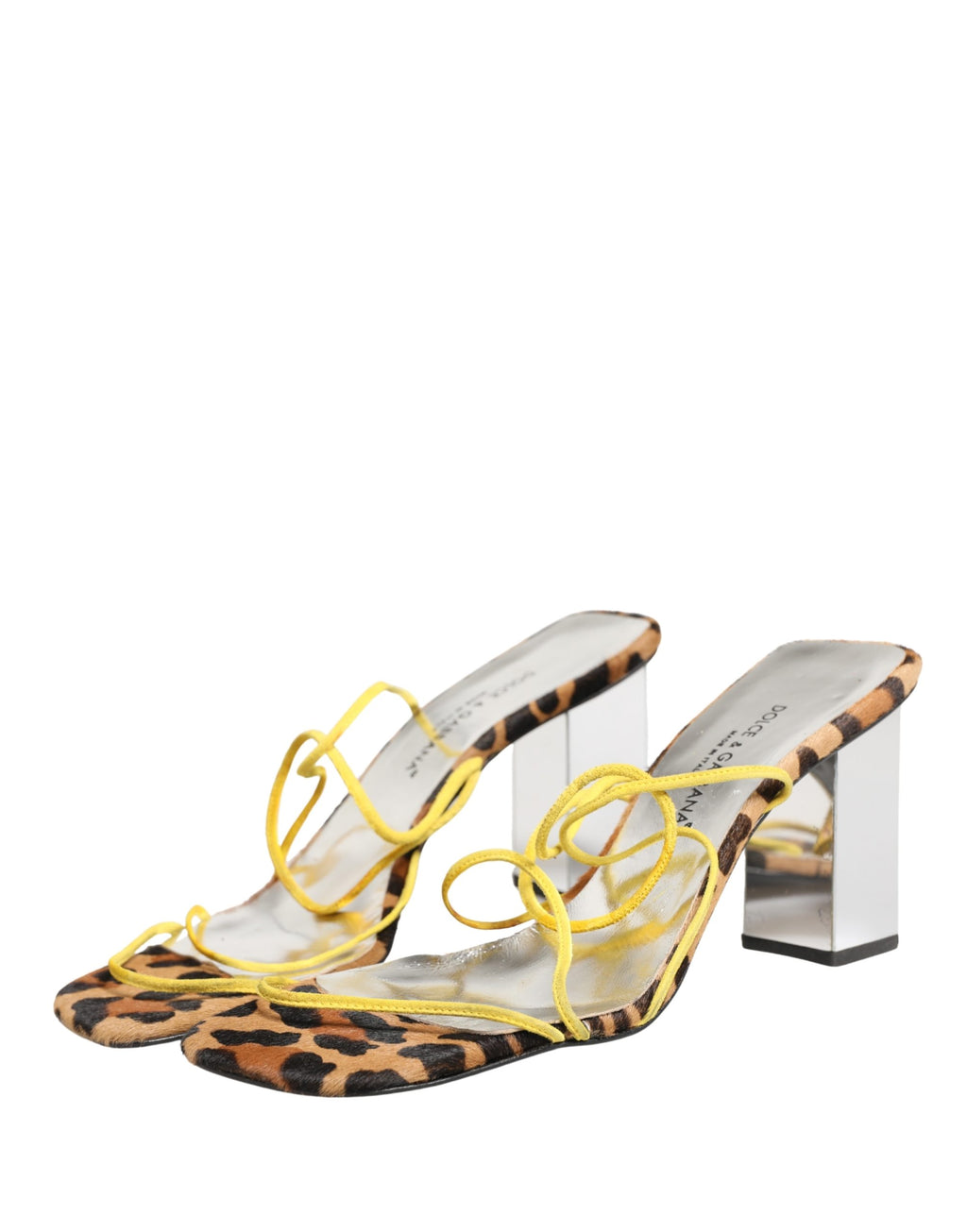 Dolce & Gabbana Sandales à Talons Carrés en Cuir Multicolore