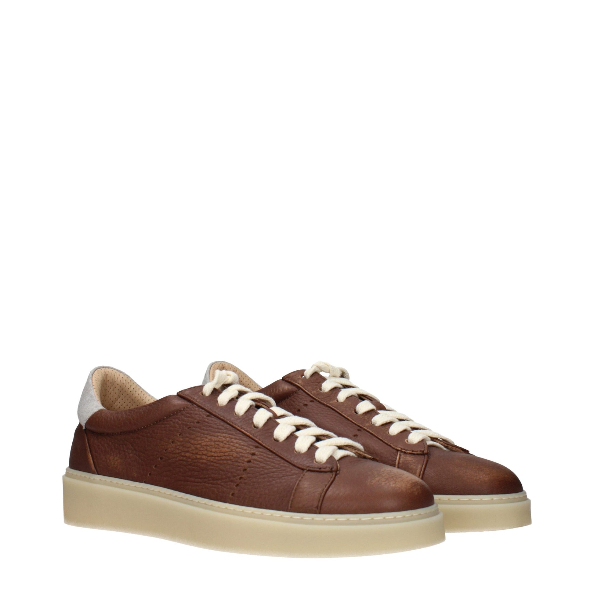 Baskets basses en cuir marron Eleventy