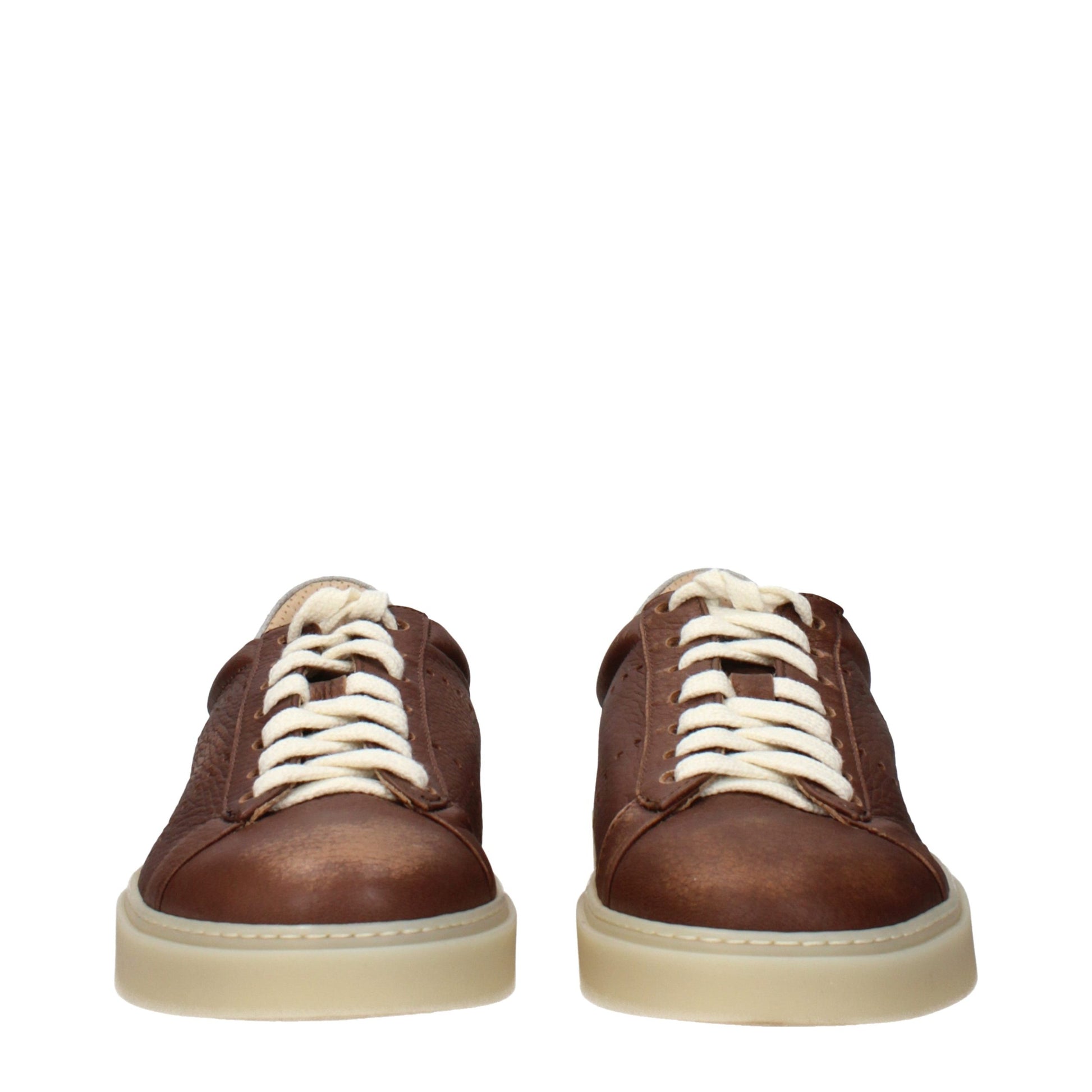 Baskets basses en cuir marron Eleventy