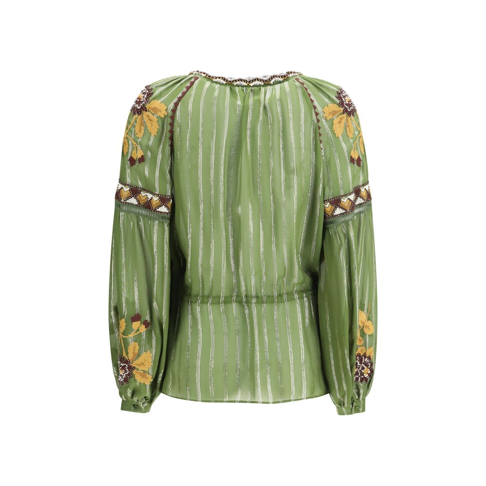 Chemise Valentino en soie bicolore à motif