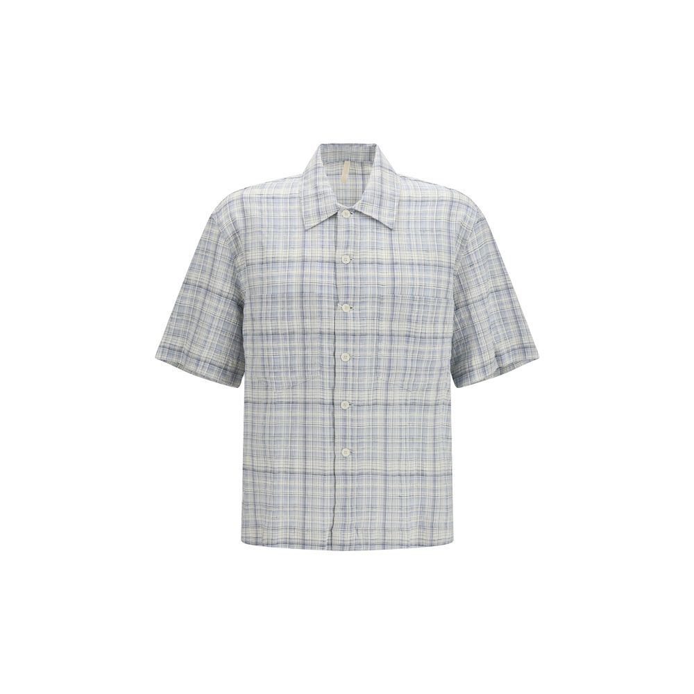 Chemise en coton à motif tournesol bleu