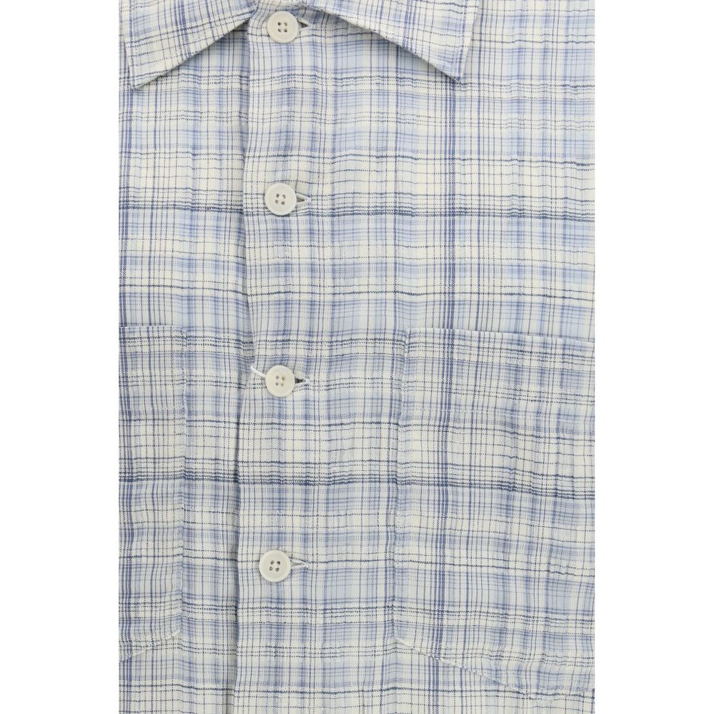 Chemise en coton à motif tournesol bleu
