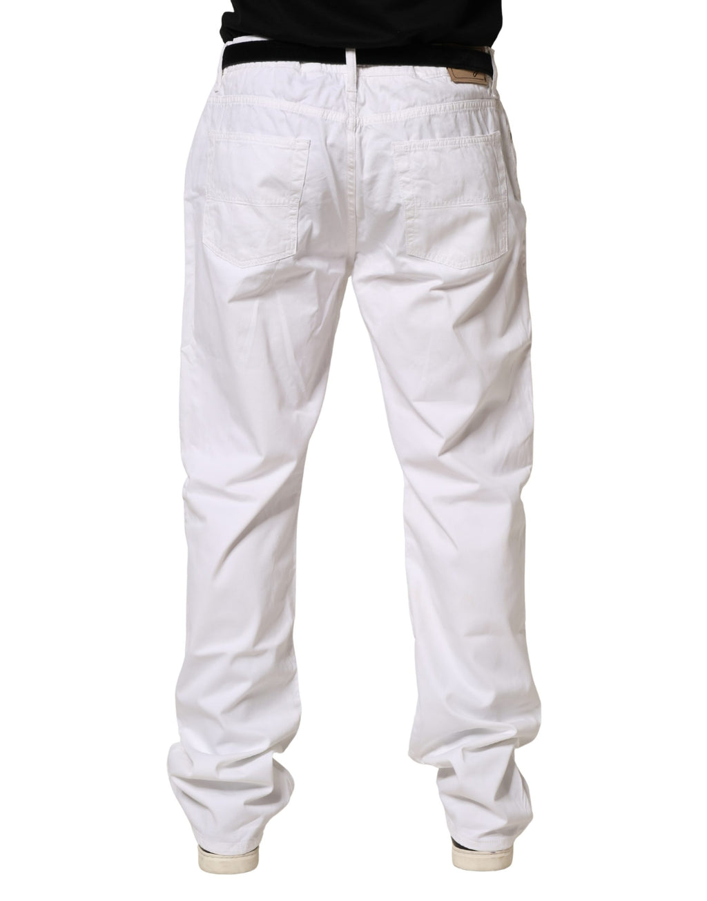 Pantalon en jean décontracté Fay White Cotton Stretch coupe droite pour homme