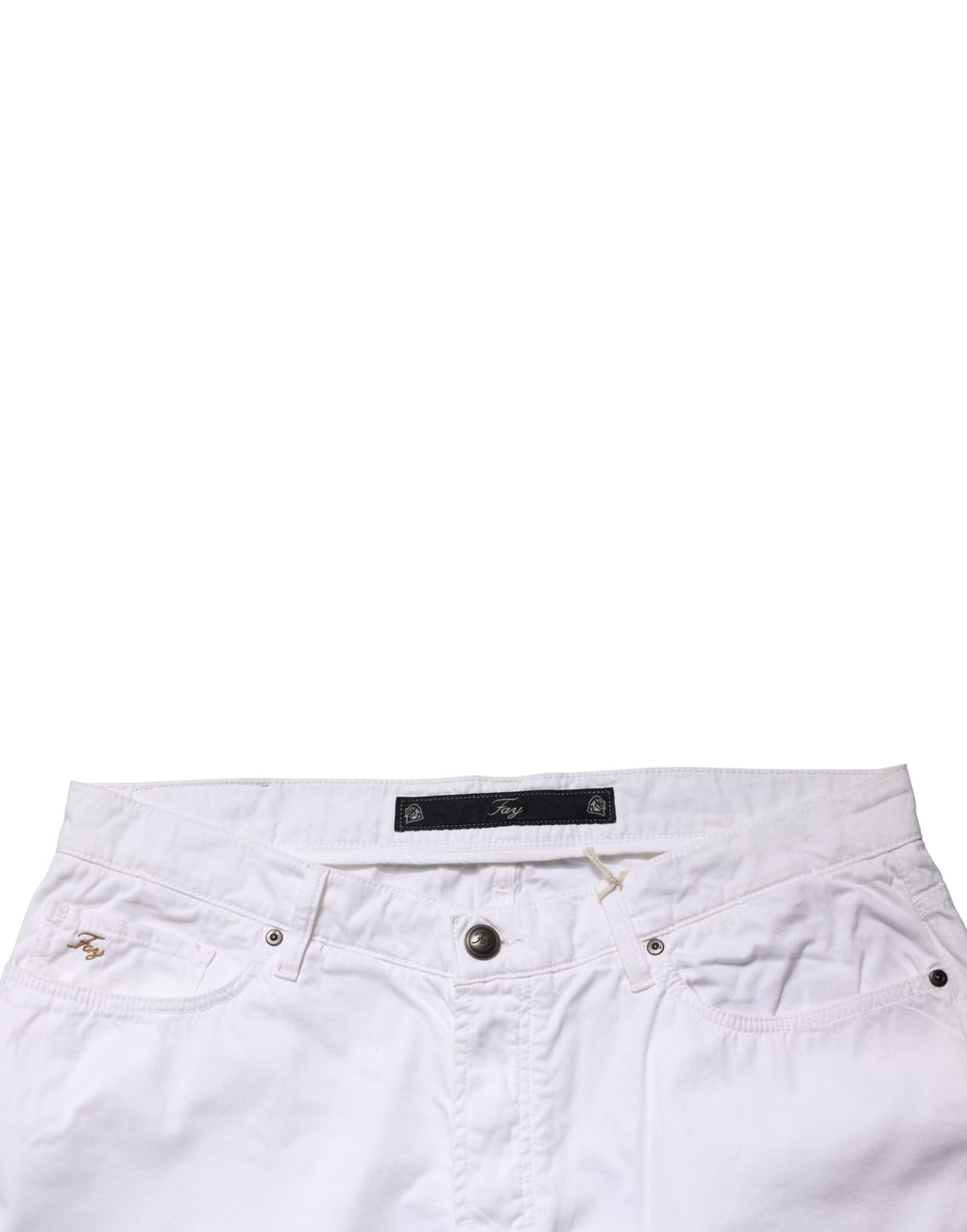 Pantalon en jean décontracté Fay White Cotton Stretch coupe droite pour homme