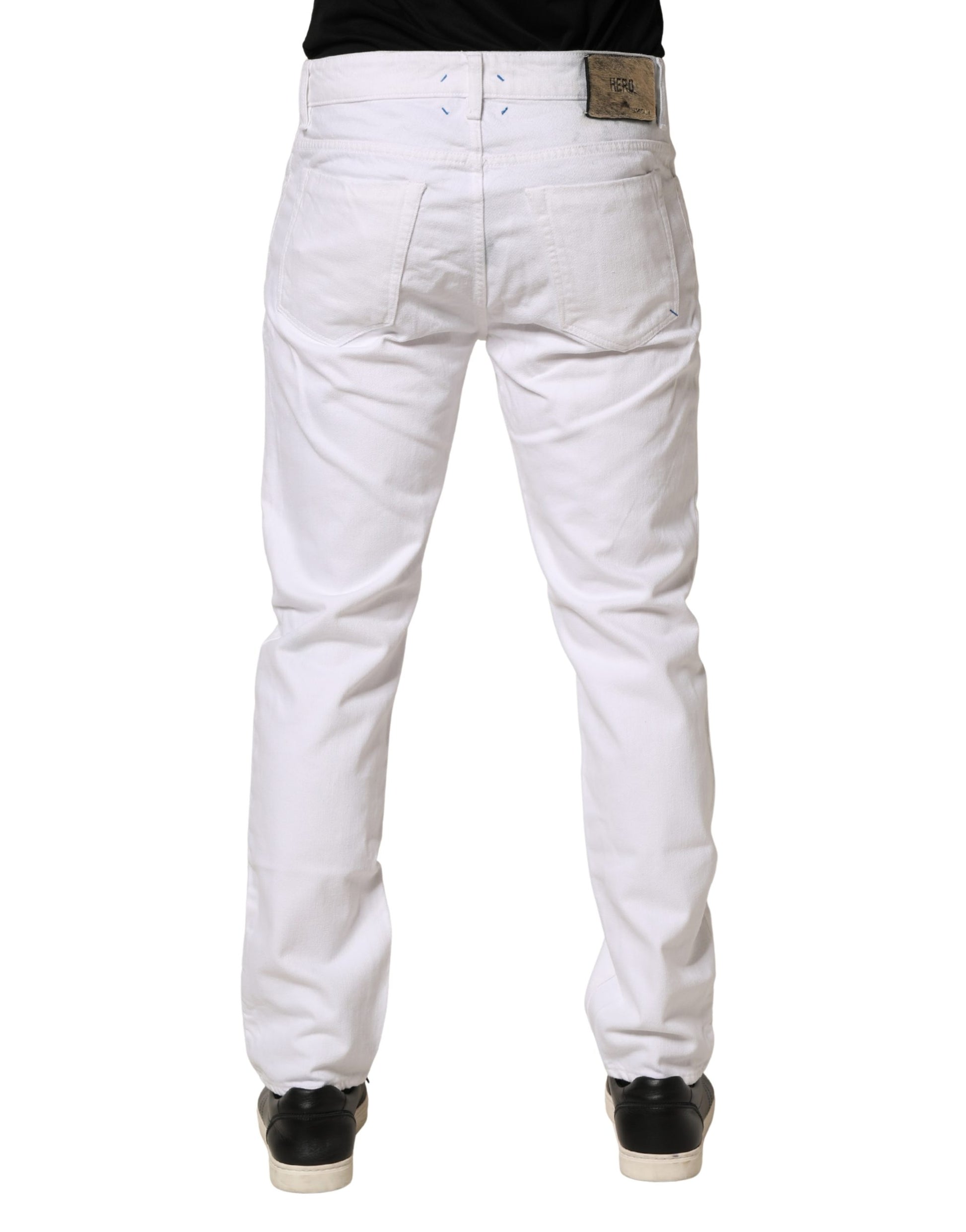 Siviglia White Jean Homme Skinny en Coton Taille Mi-Haute