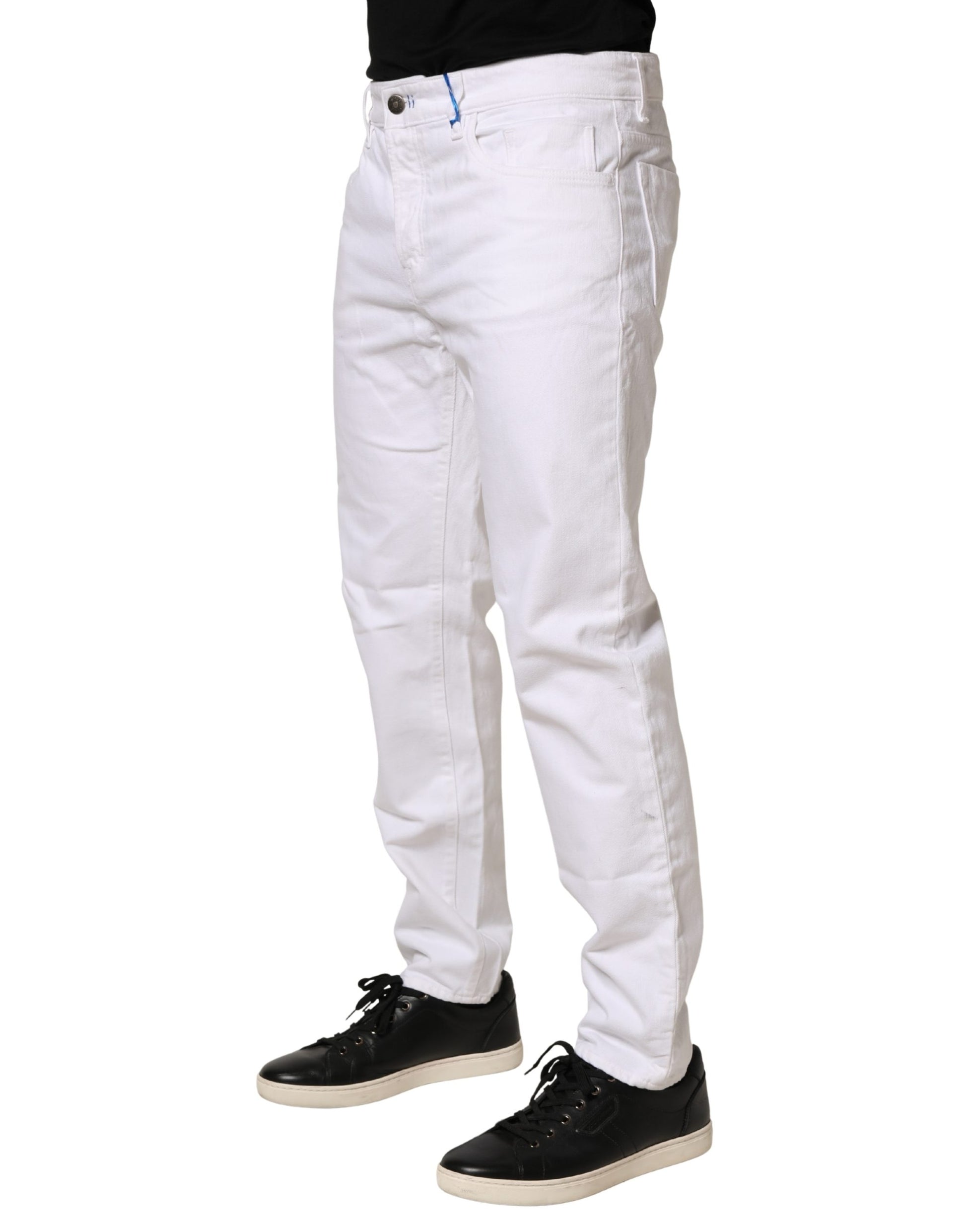 Siviglia White Jean Homme Skinny en Coton Taille Mi-Haute