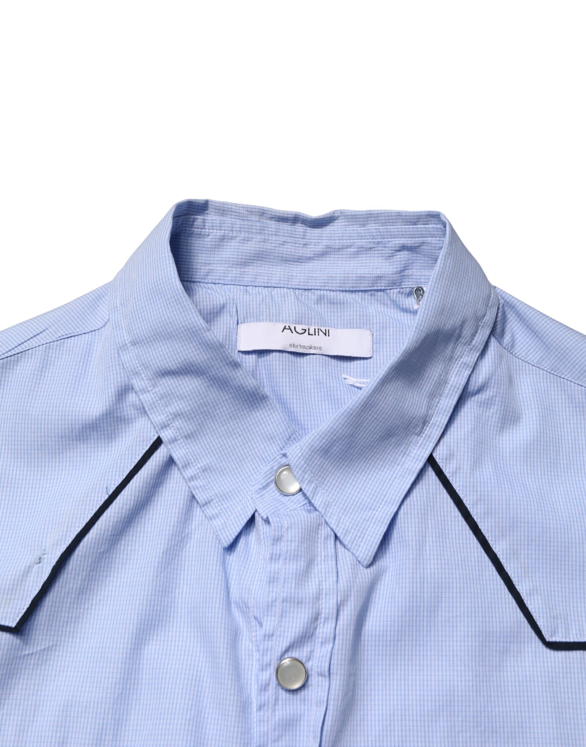 Chemise décontractée ajustée à col et manches longues bleu clair AGLINI
