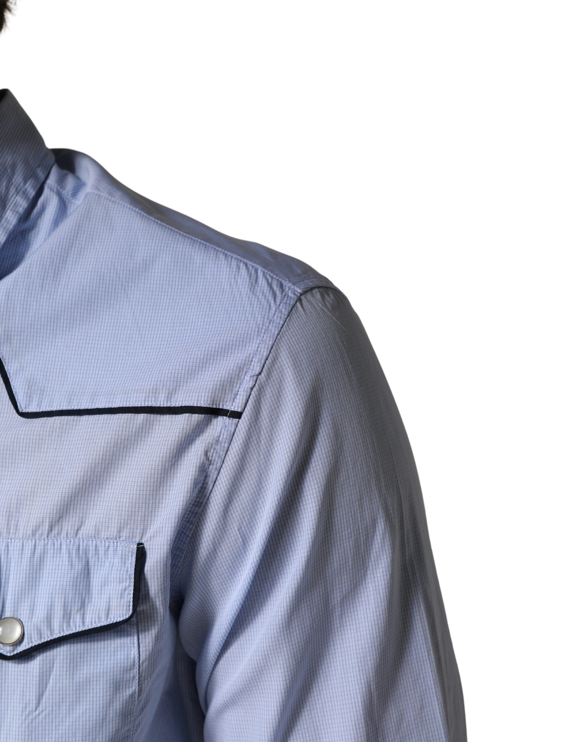 Chemise décontractée ajustée à col et manches longues bleu clair AGLINI