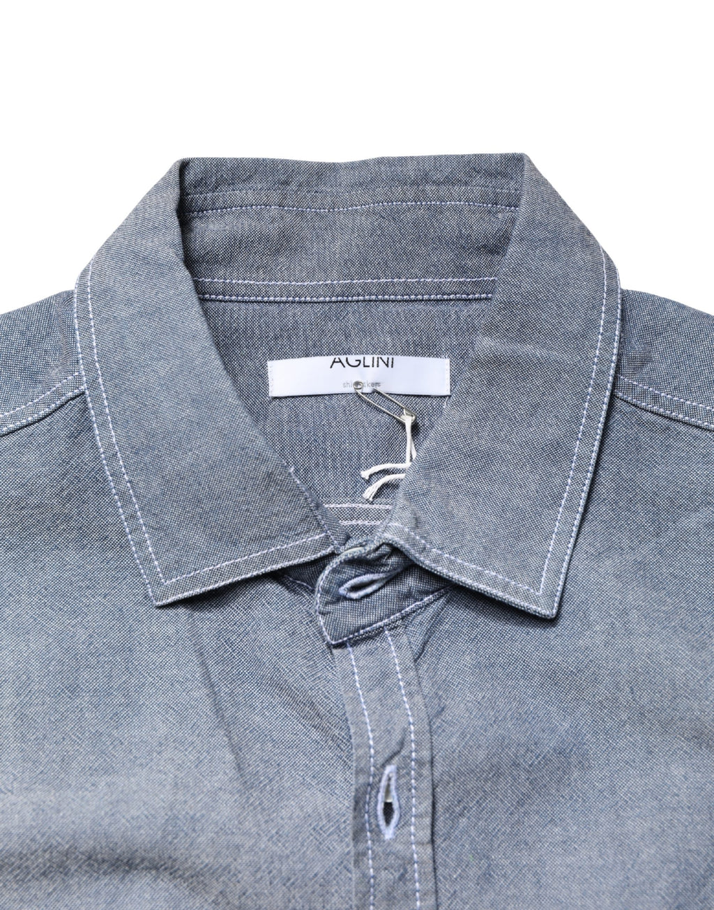 Chemise en jean à manches longues cintrée à col et bleu foncé AGLINI
