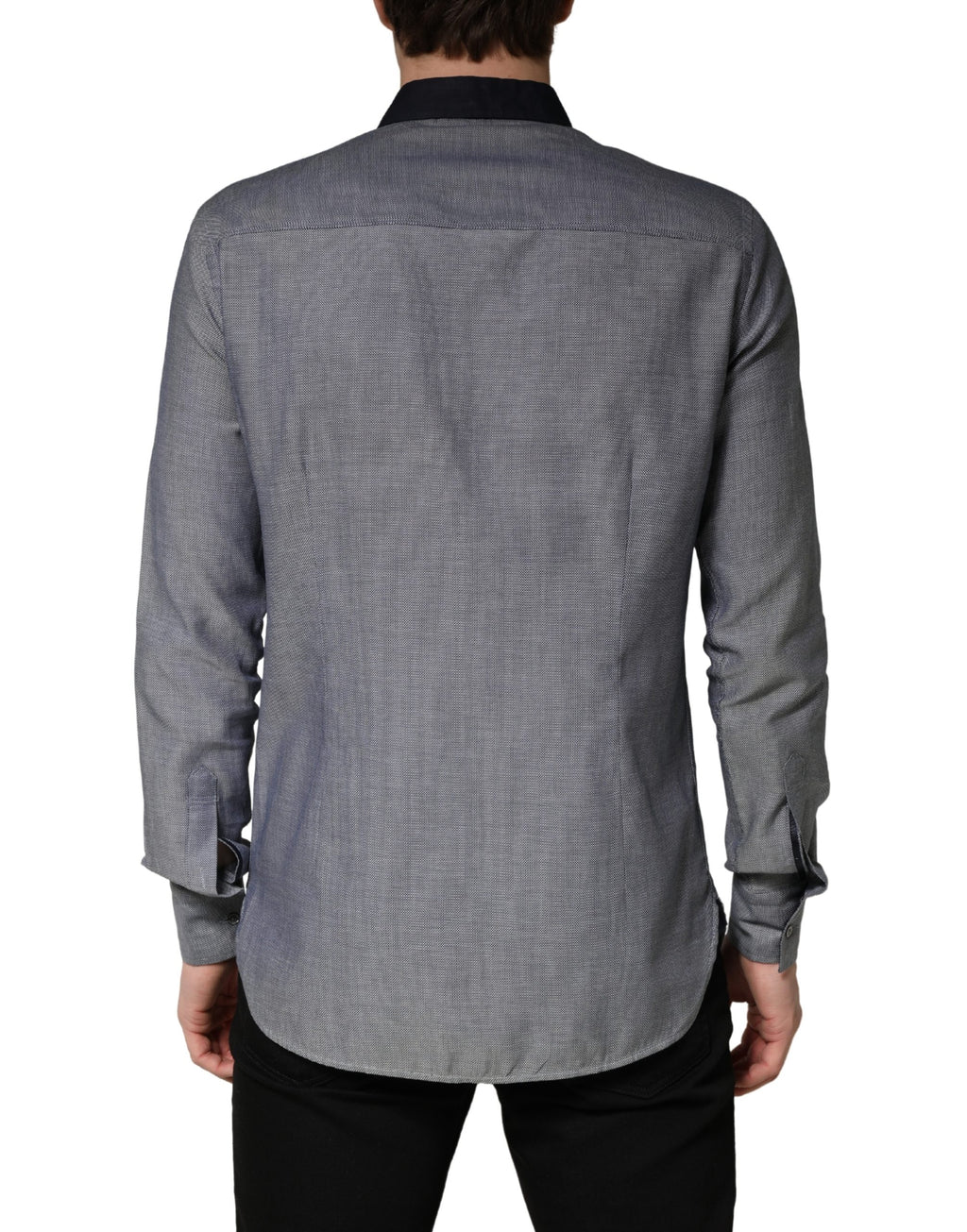 Chemise habillée Hamaki-Ho en coton bleu foncé à manches longues et col.