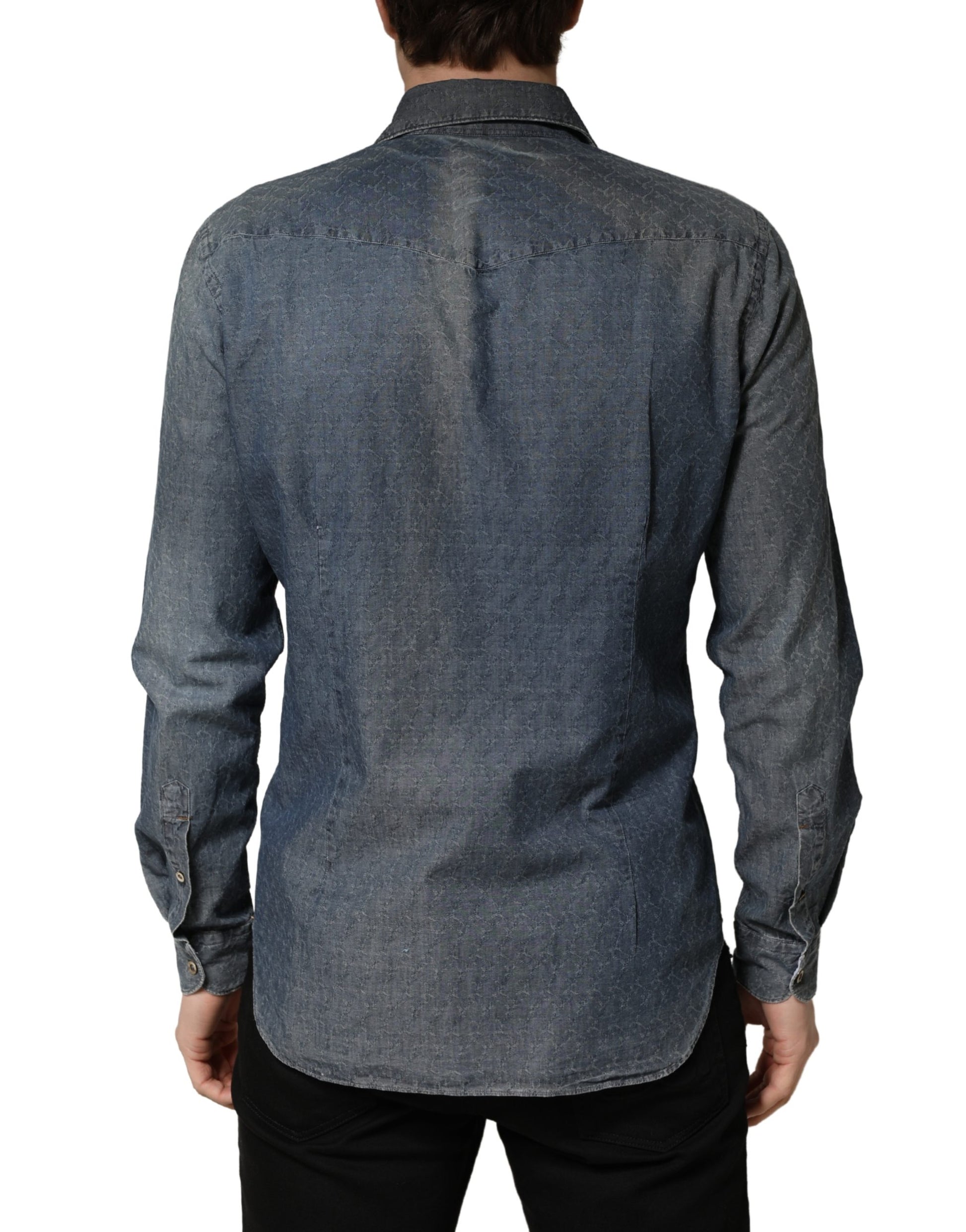 Chemise en jean Domenico Tagliente DarkBlue à col et manches longues