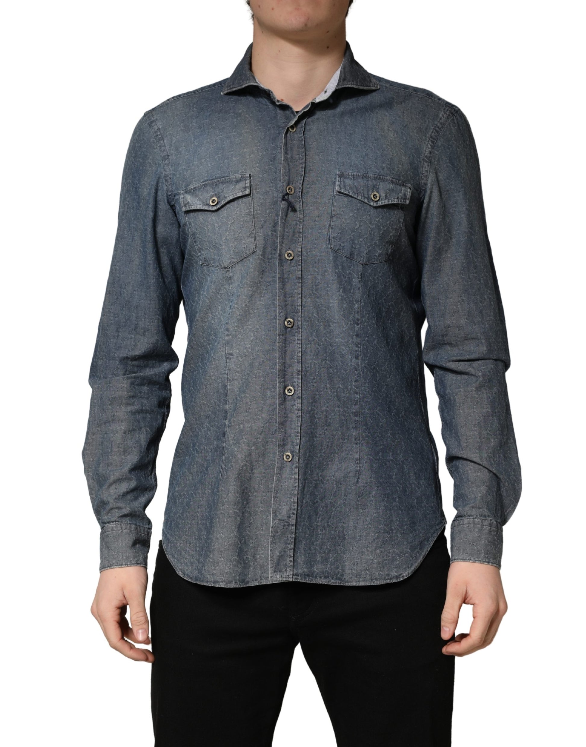 Chemise en jean Domenico Tagliente DarkBlue à col et manches longues
