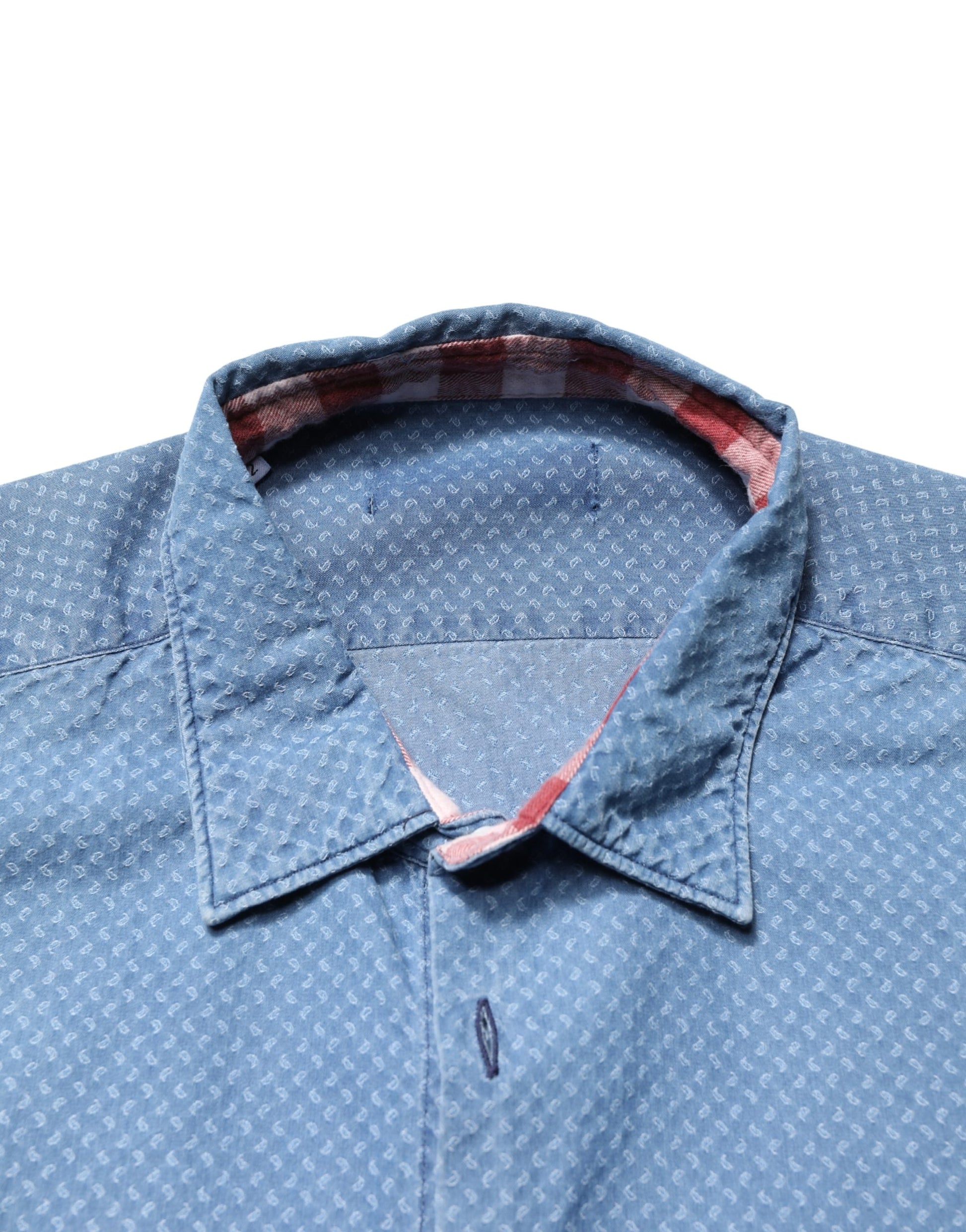 Chemise décontractée ajustée en coton bleu à manches longues et col, AGLINI