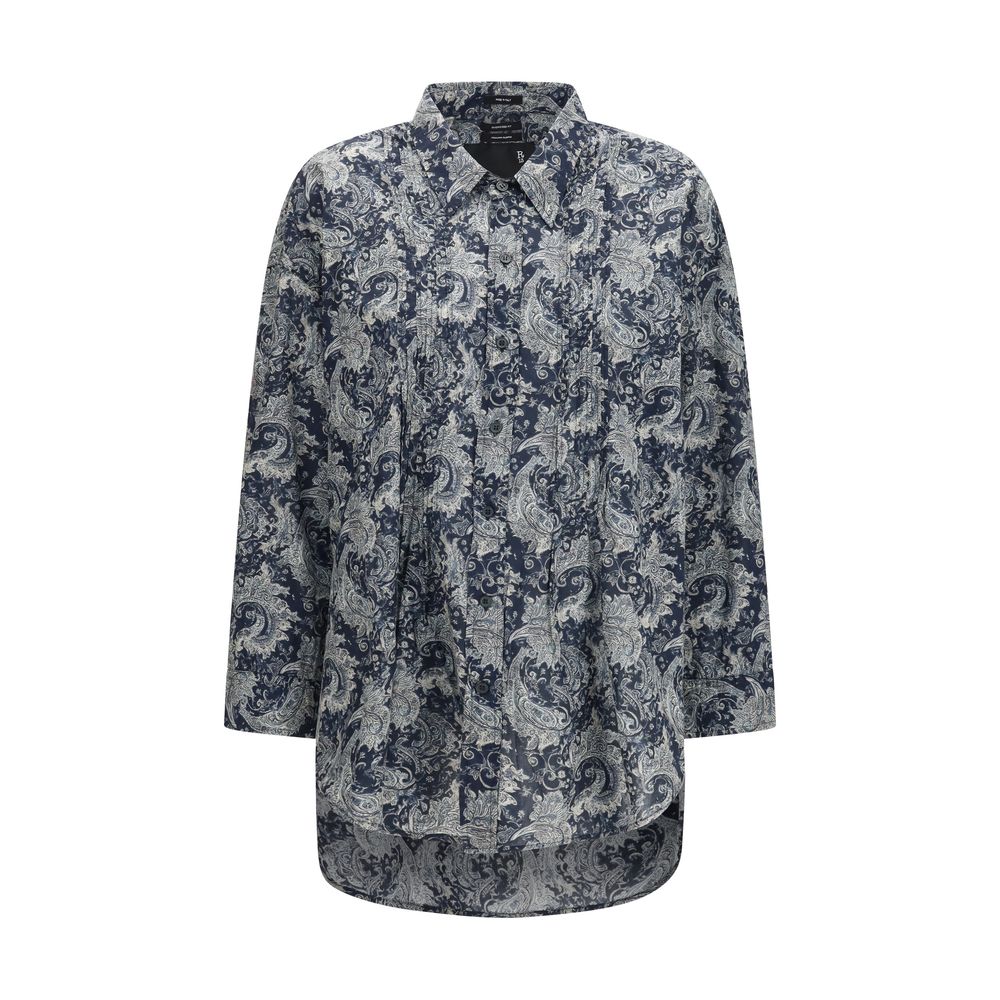 Chemise R13 en coton bleu à motifs