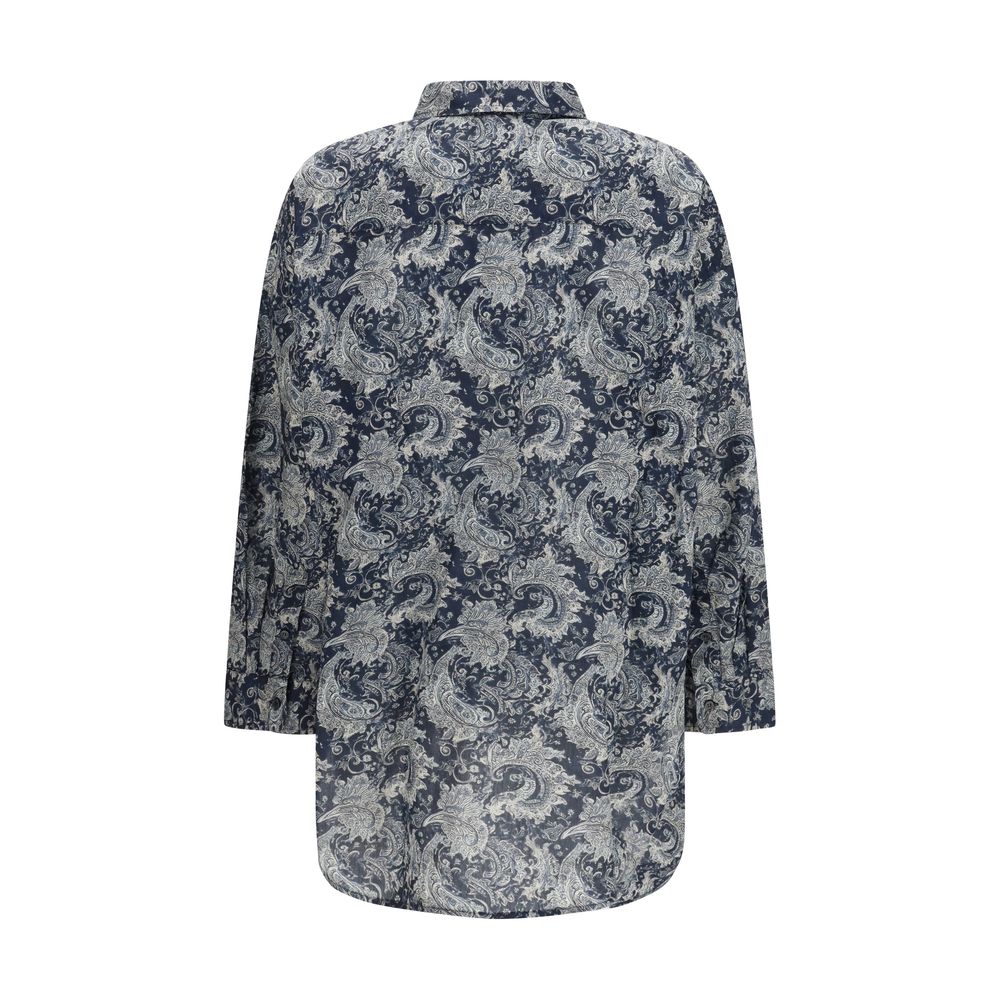 Chemise R13 en coton bleu à motifs