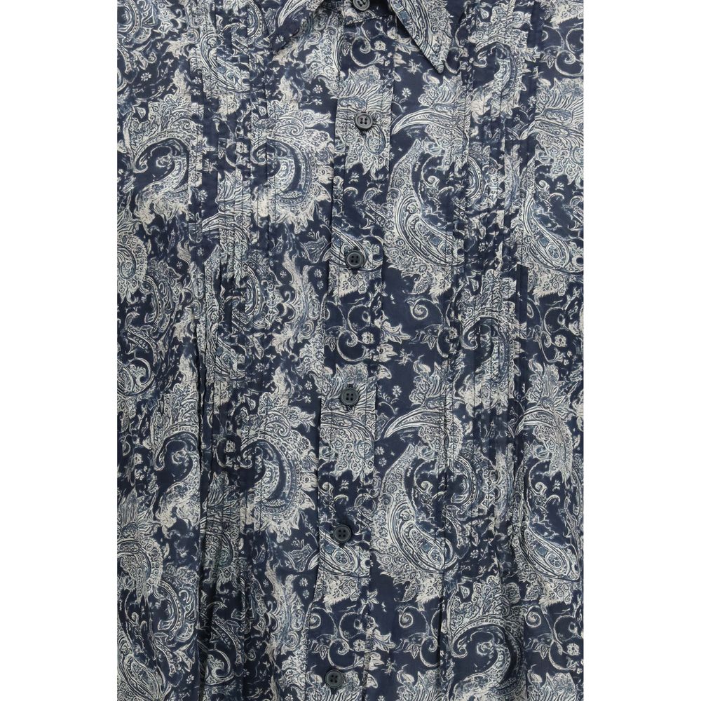Chemise R13 en coton bleu à motifs