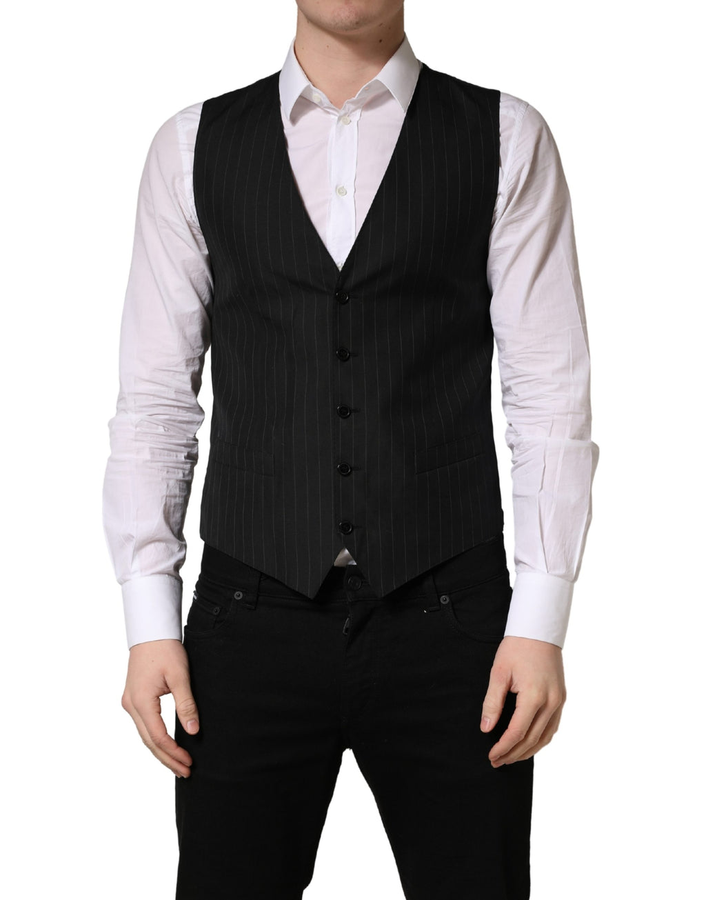 Gilet croisé Dolce & Gabbana noir à rayures