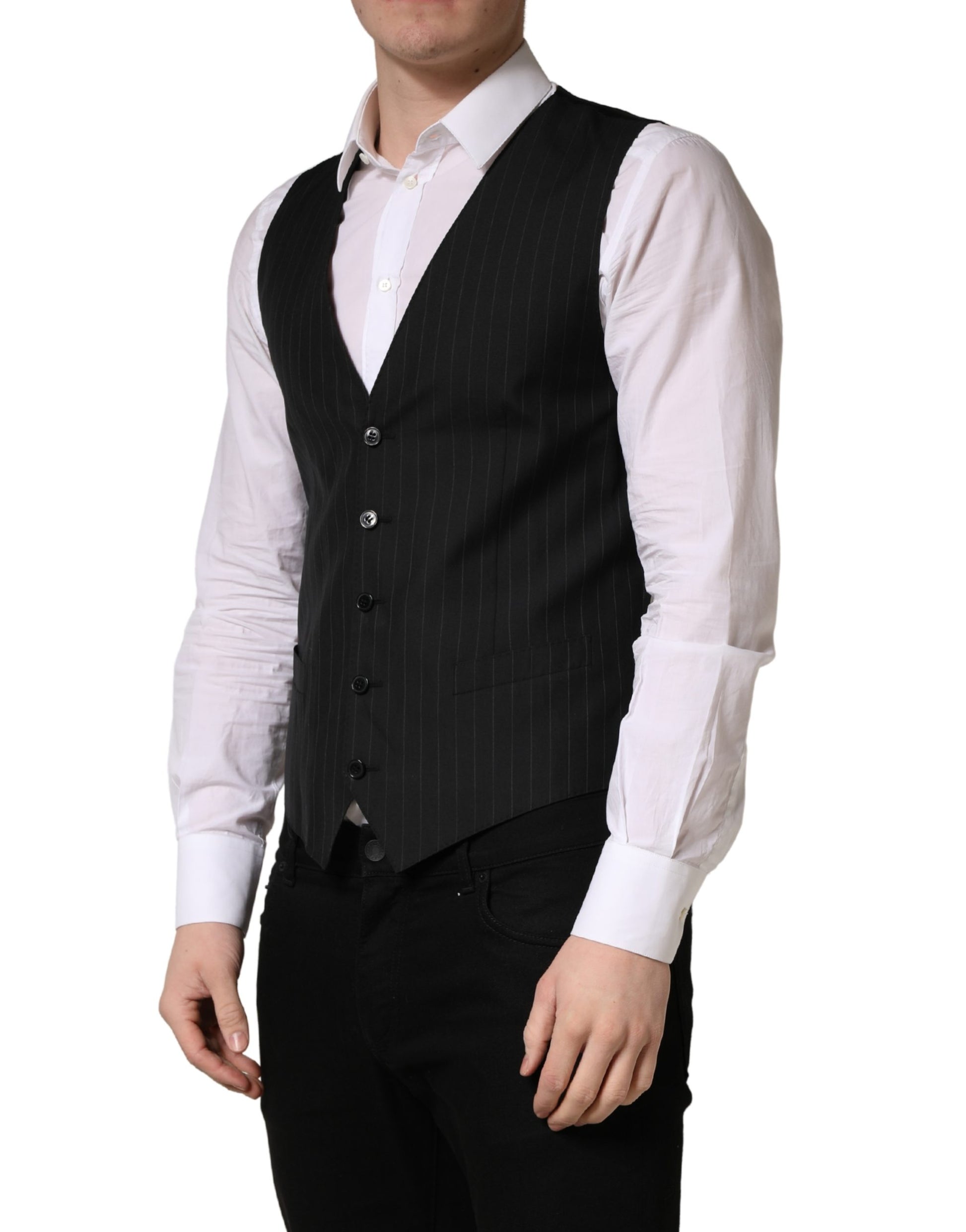 Gilet croisé Dolce & Gabbana noir à rayures