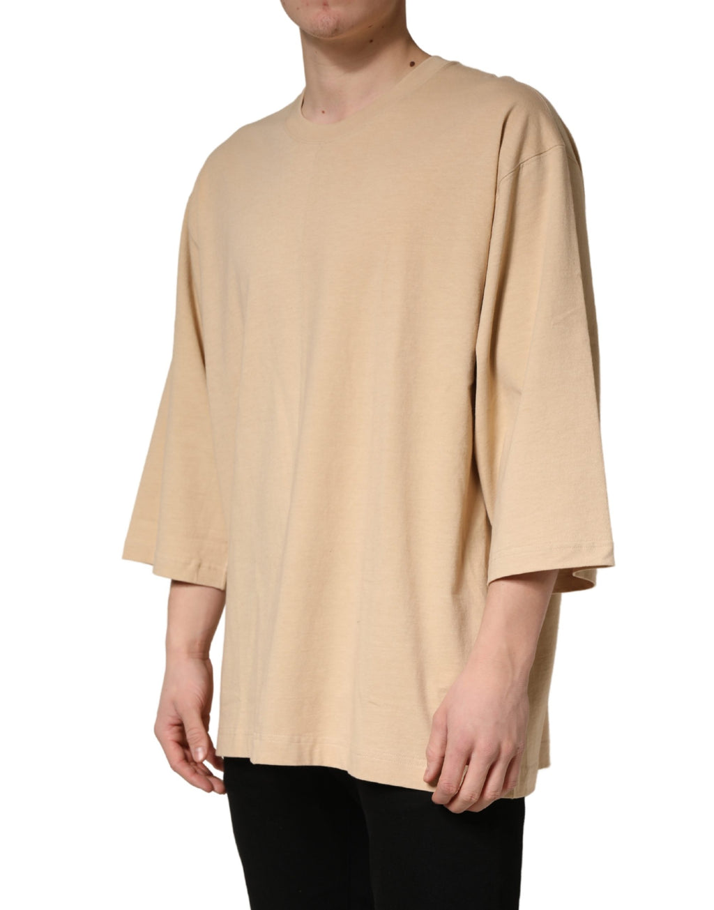 T-shirt Dolce & Gabbana en coton beige à col rond et coupe oversize