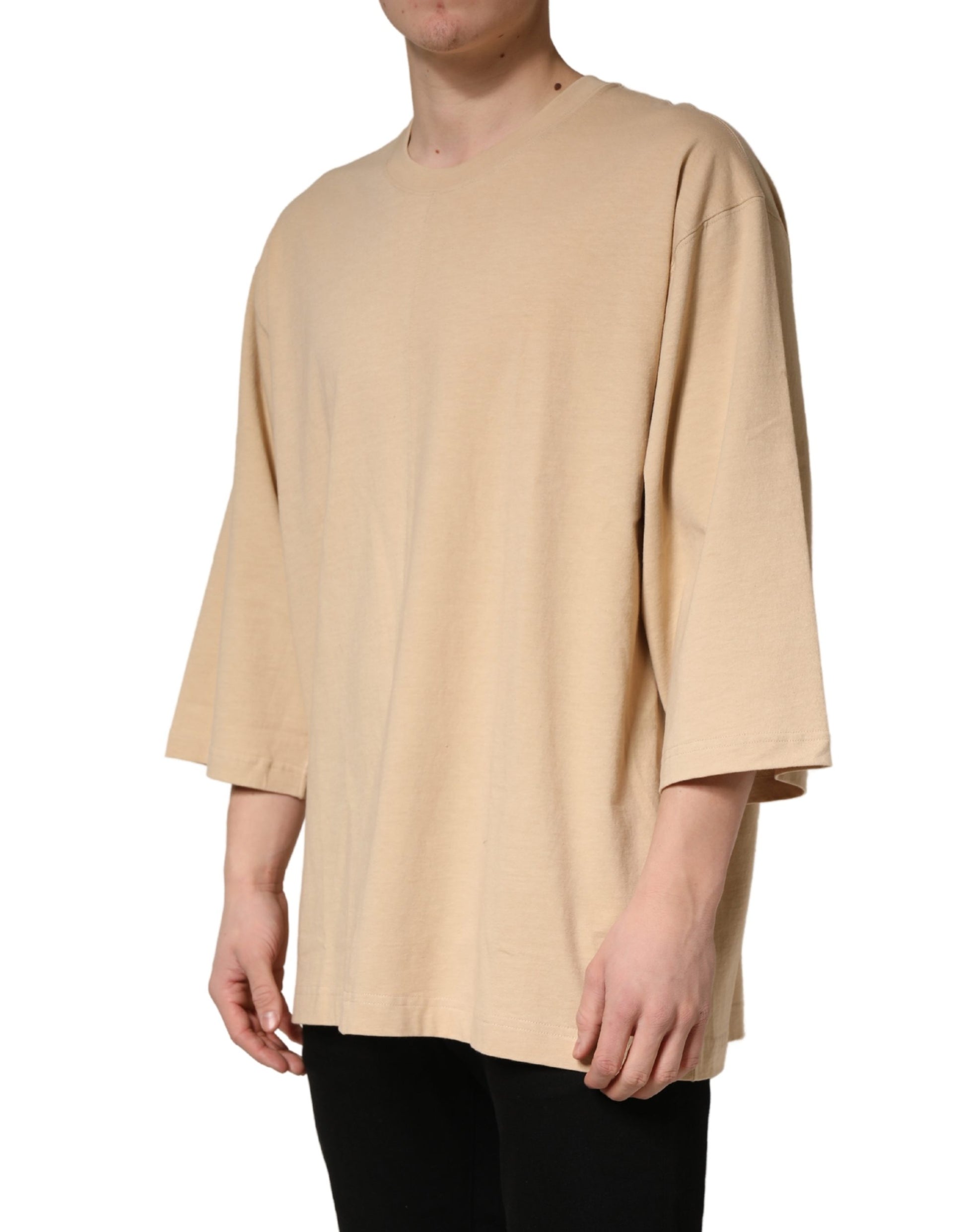 T-shirt Dolce & Gabbana en coton beige à col rond et coupe oversize