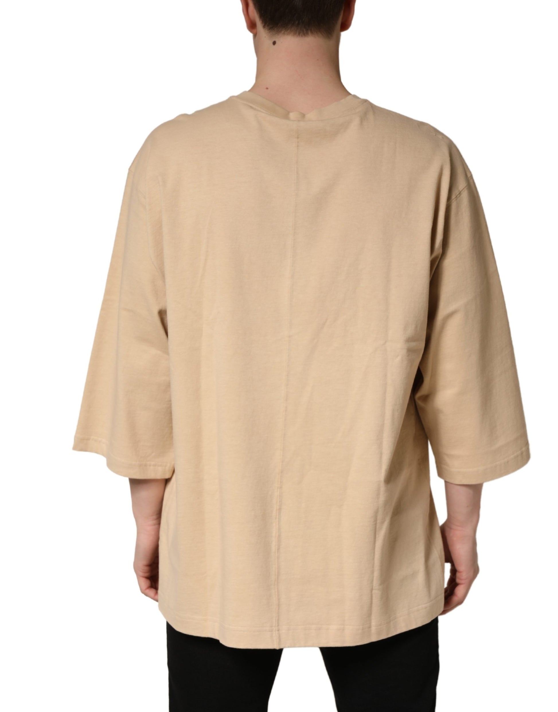 T-shirt Dolce & Gabbana en coton beige à col rond et coupe oversize