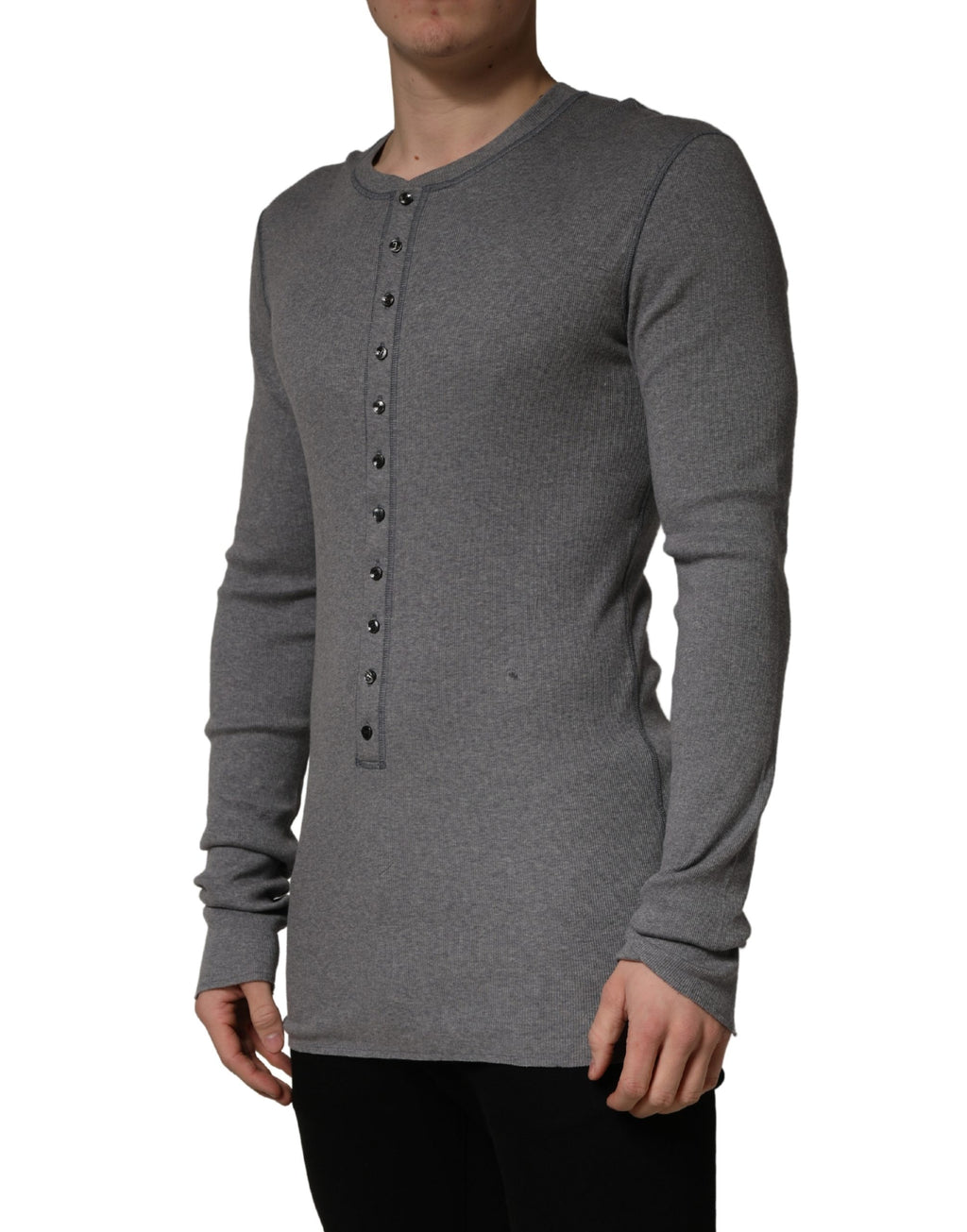 Dolce & Gabbana Grey Long Sleeve T-Shirt for Men detail view